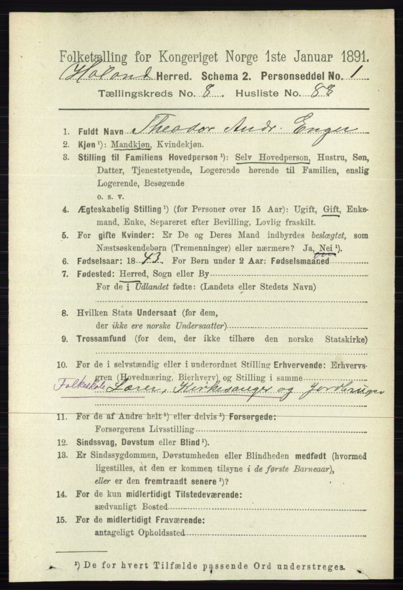 RA, 1891 census for 0221 Høland, 1891, p. 6083