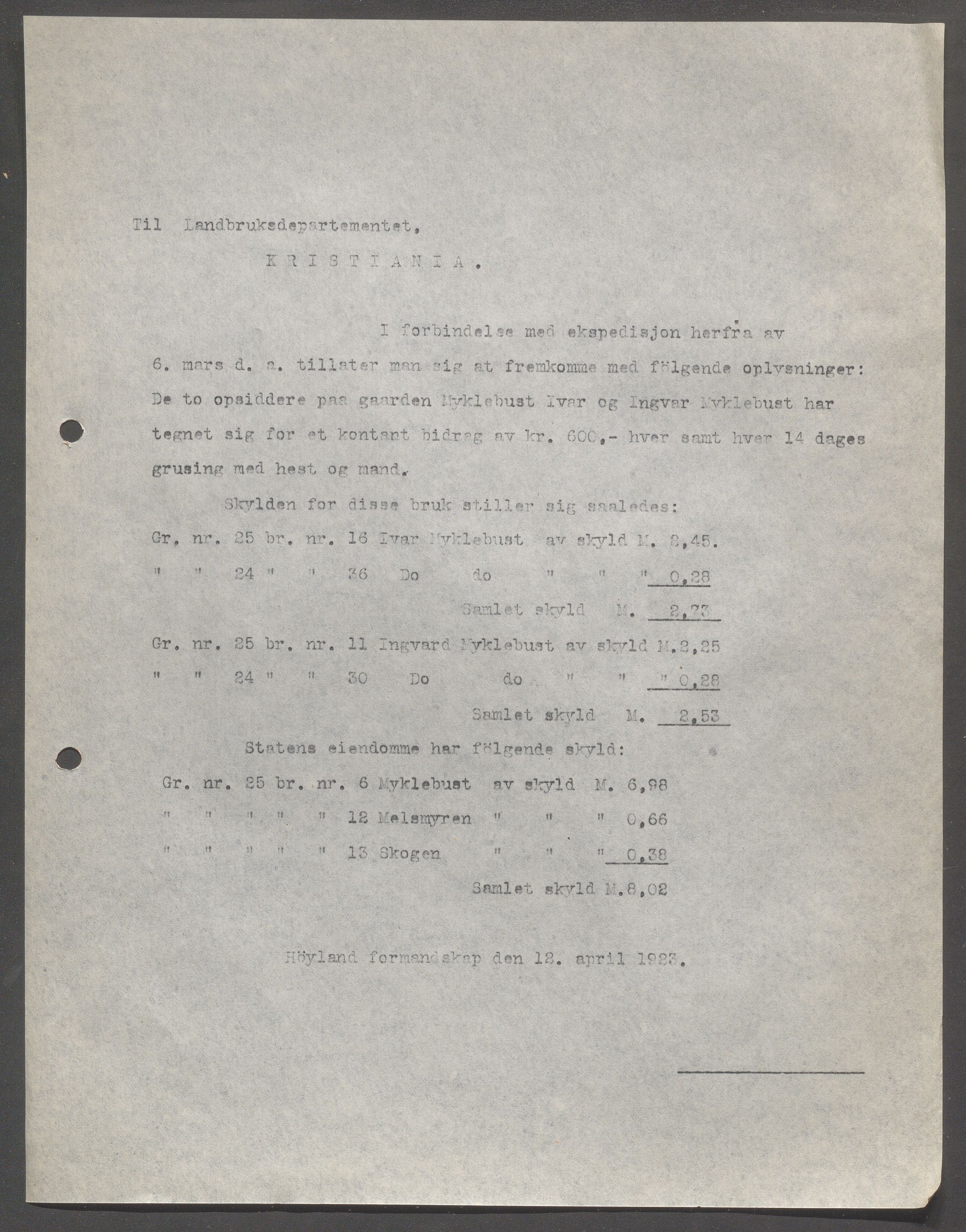 Høyland kommune - Formannskapet, IKAR/K-100046/B/L0006: Kopibok, 1920-1923, p. 609