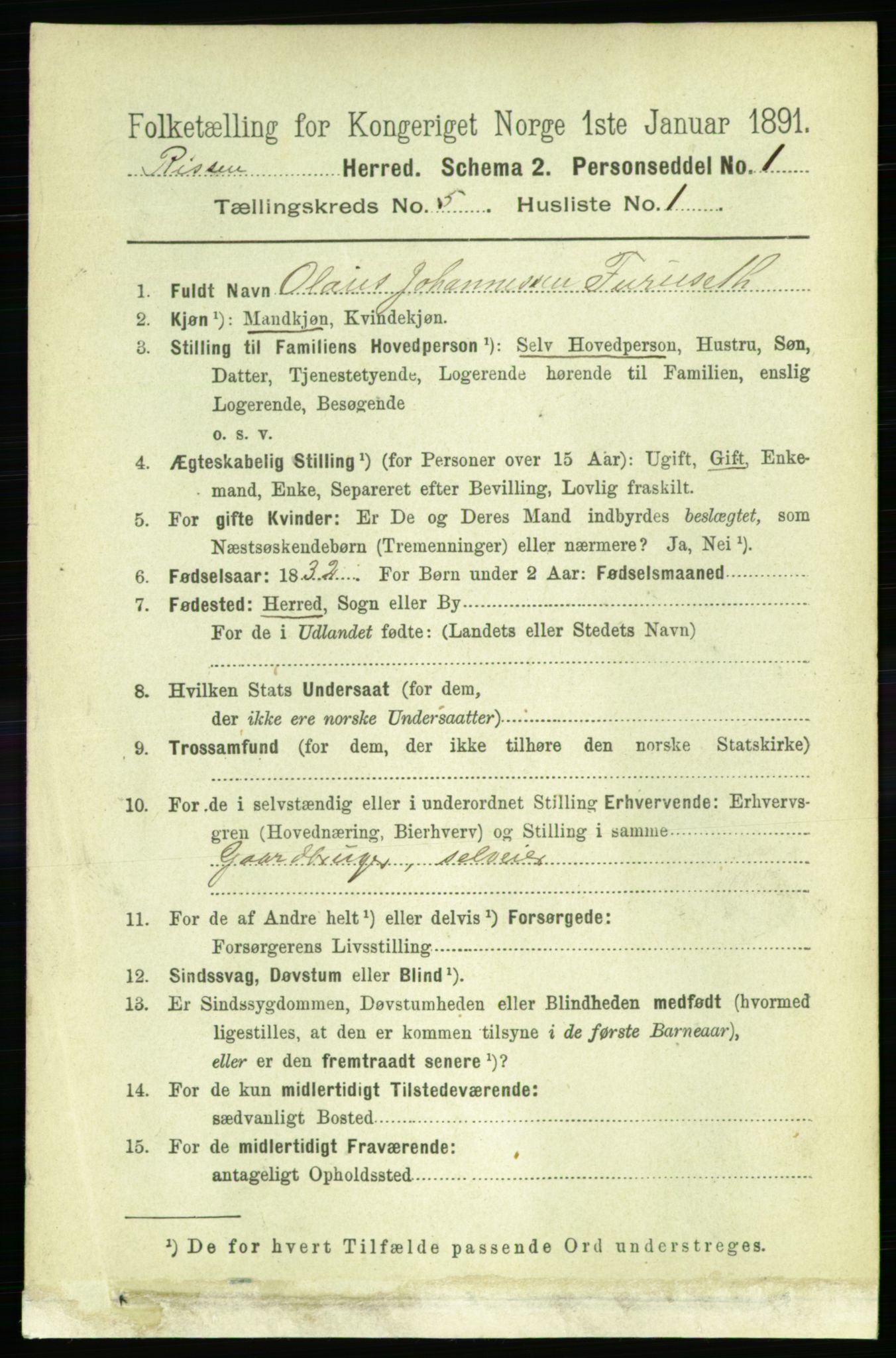 RA, 1891 census for 1624 Rissa, 1891, p. 2664