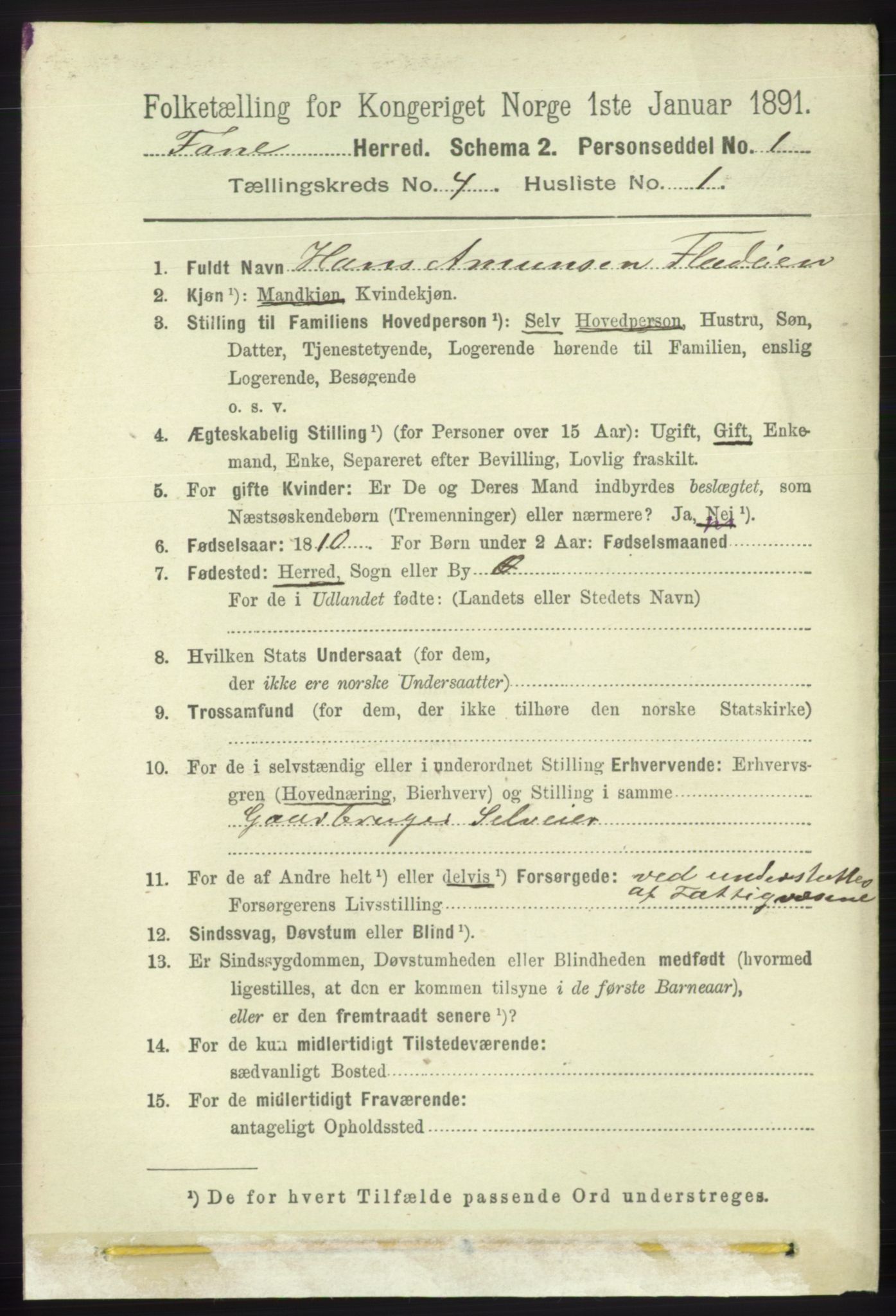 RA, 1891 census for 1249 Fana, 1891, p. 1593