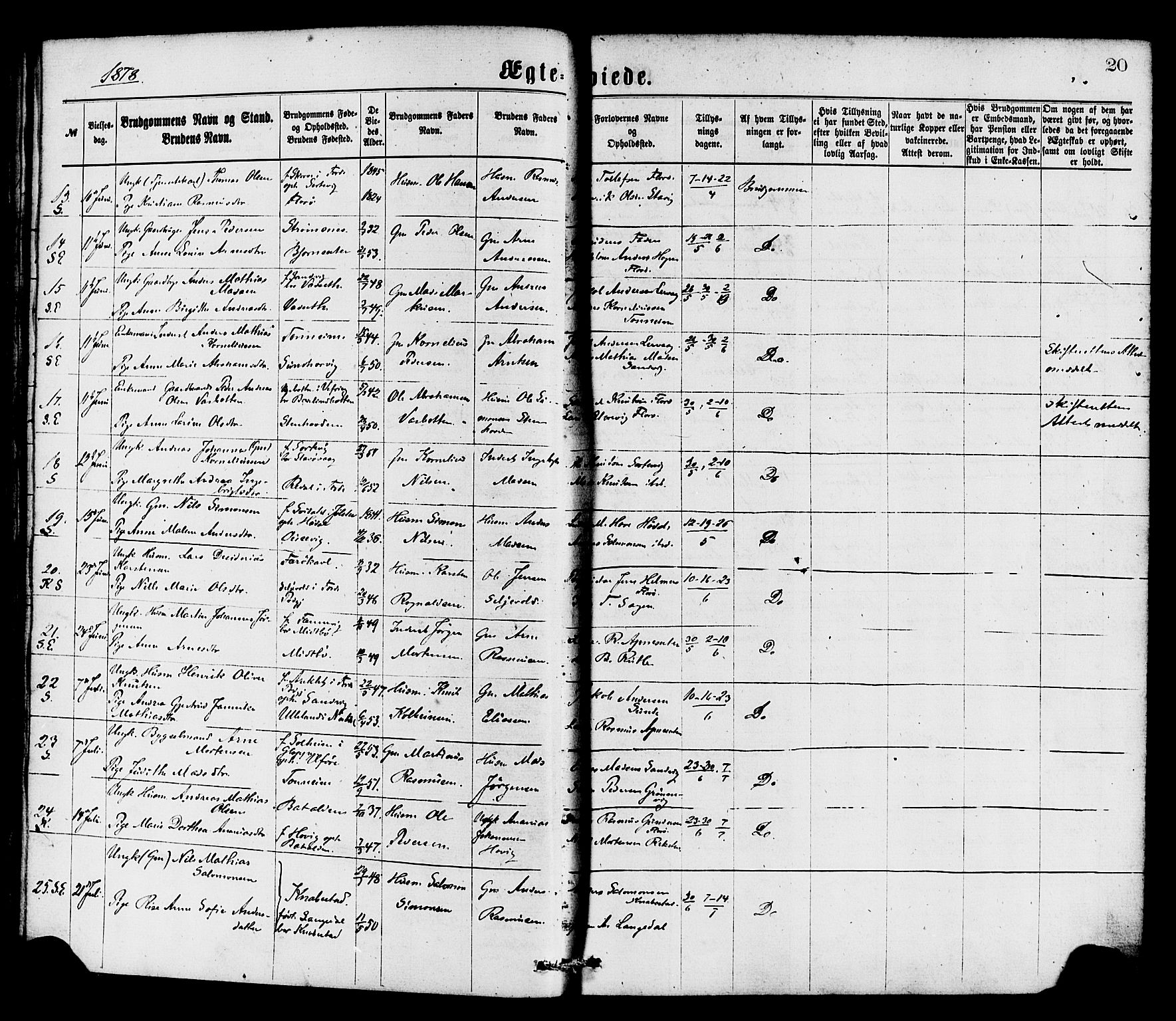 Kinn sokneprestembete, AV/SAB-A-80801/H/Haa/Haaa/L0013: Parish register (official) no. A 13, 1870-1885, p. 20