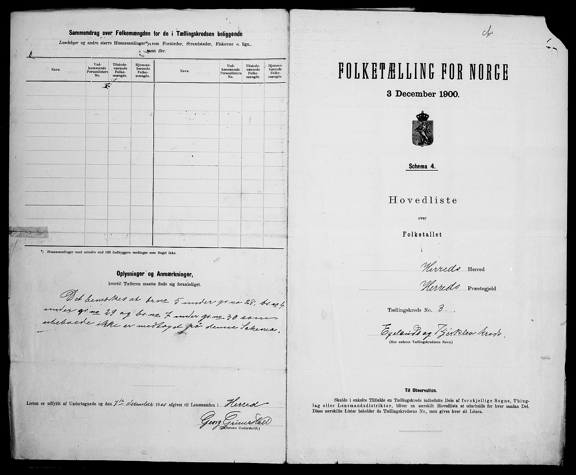 SAK, 1900 census for Herad, 1900, p. 13