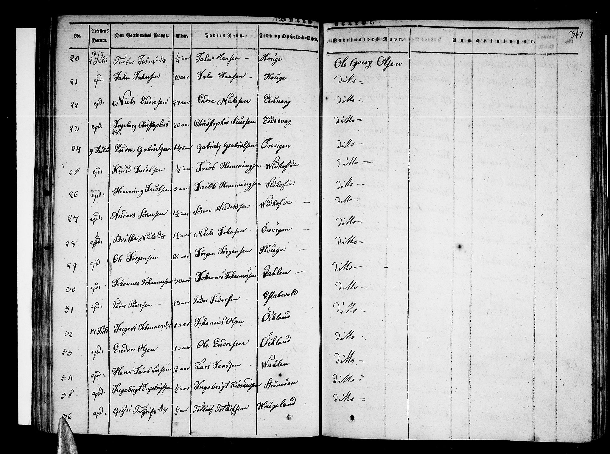 Stord sokneprestembete, SAB/A-78201/H/Haa: Parish register (official) no. A 6, 1826-1840, p. 347
