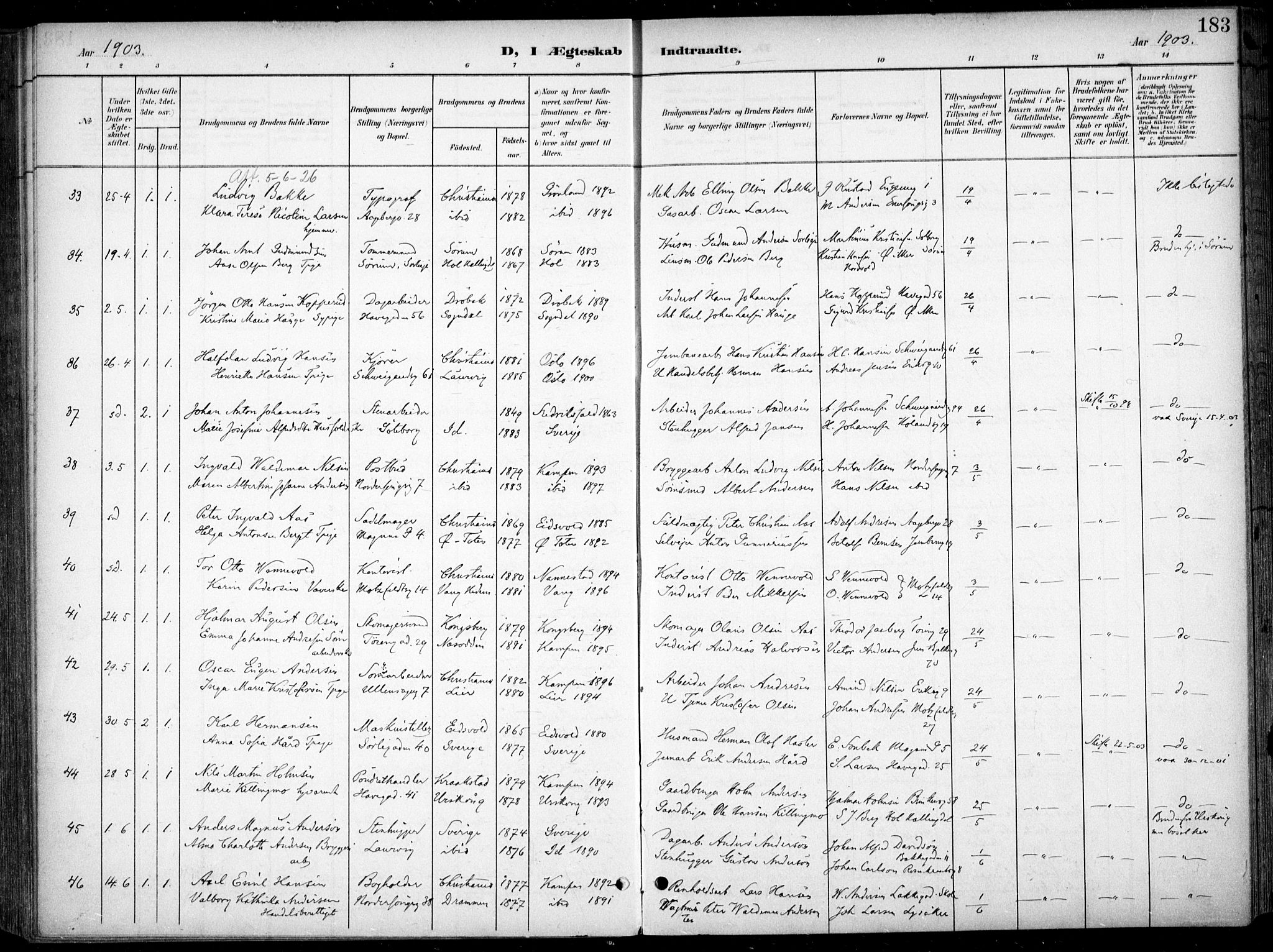 Kampen prestekontor Kirkebøker, AV/SAO-A-10853/F/Fa/L0009: Parish register (official) no. I 9, 1899-1911, p. 183