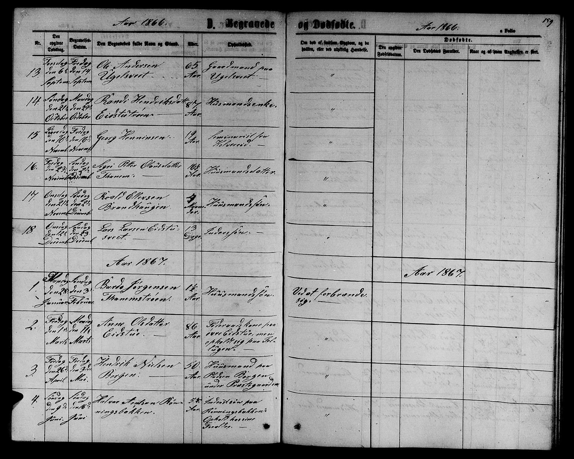 Ministerialprotokoller, klokkerbøker og fødselsregistre - Sør-Trøndelag, SAT/A-1456/618/L0451: Parish register (copy) no. 618C02, 1865-1883, p. 159