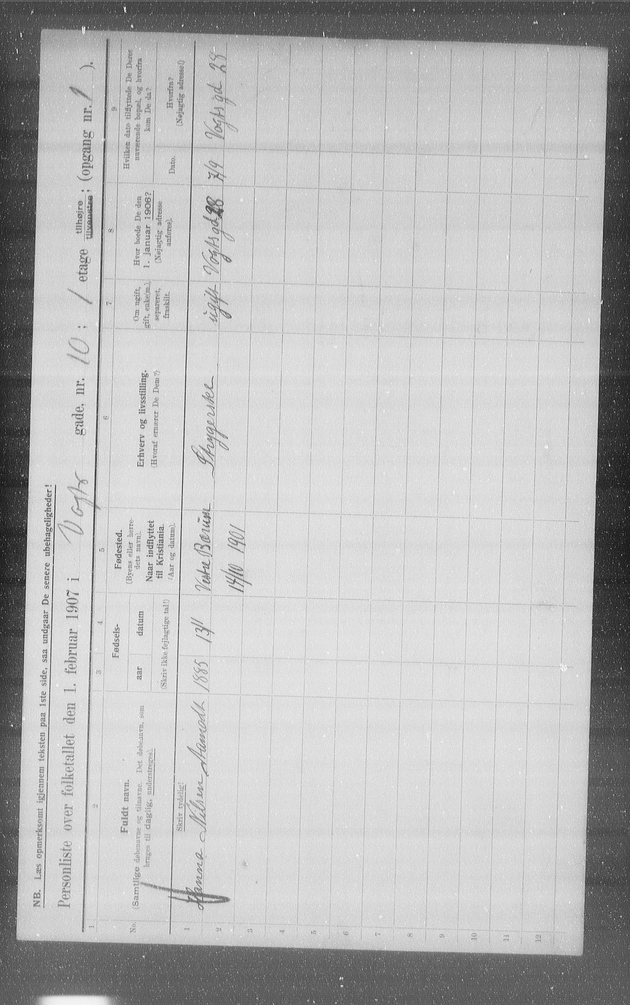 OBA, Municipal Census 1907 for Kristiania, 1907, p. 63197