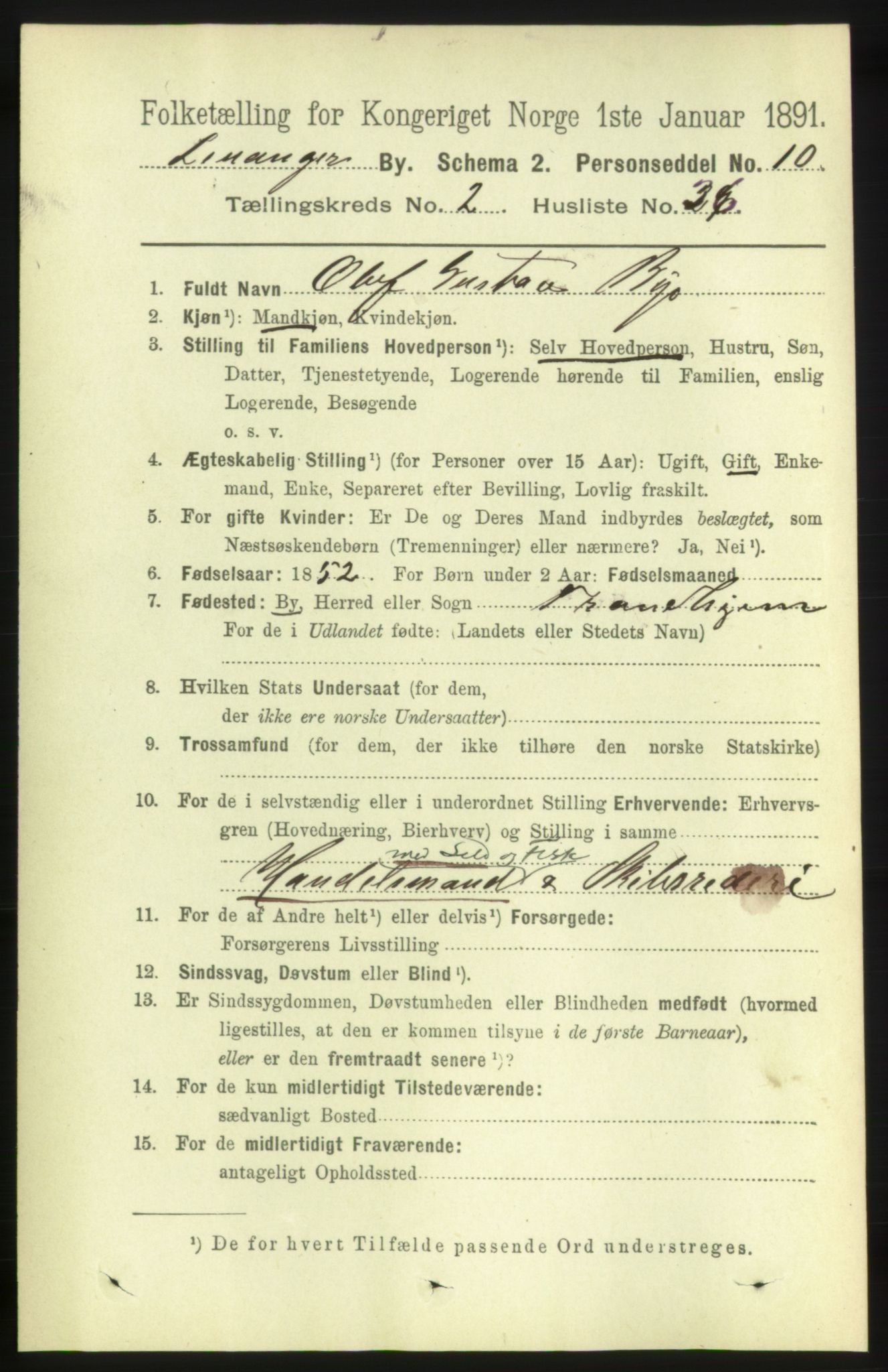 RA, 1891 census for 1701 Levanger, 1891, p. 775