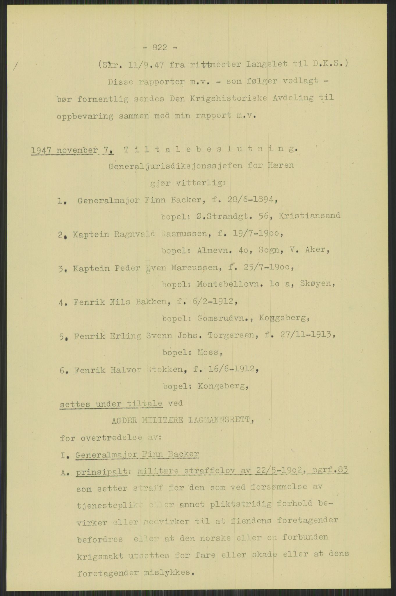 Forsvaret, Forsvarets krigshistoriske avdeling, RA/RAFA-2017/Y/Yb/L0095: II-C-11-335  -  3. Divisjon.  Sak mot general Finn Backer m.fl., 1940-1948, p. 93