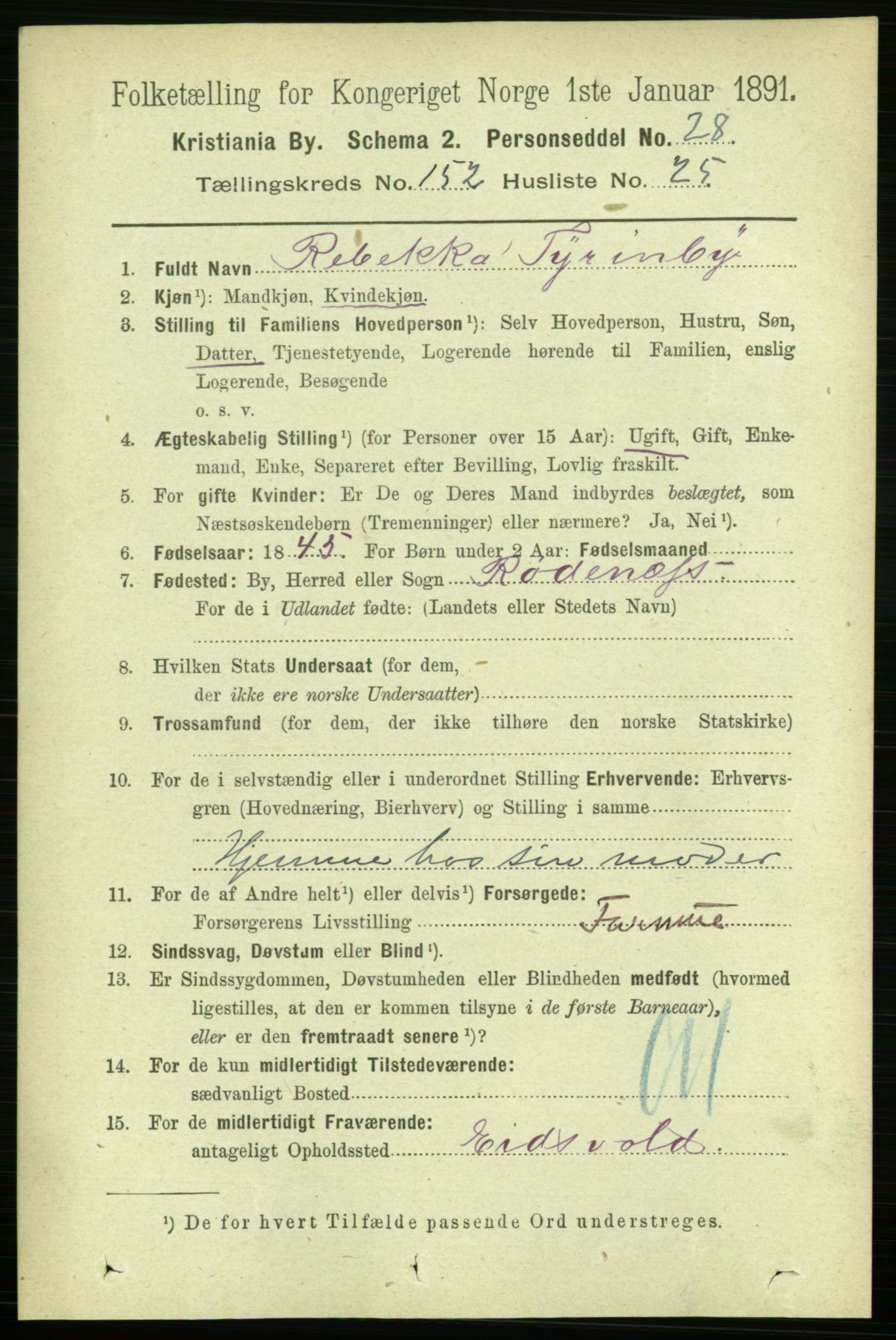 RA, 1891 census for 0301 Kristiania, 1891, p. 86000