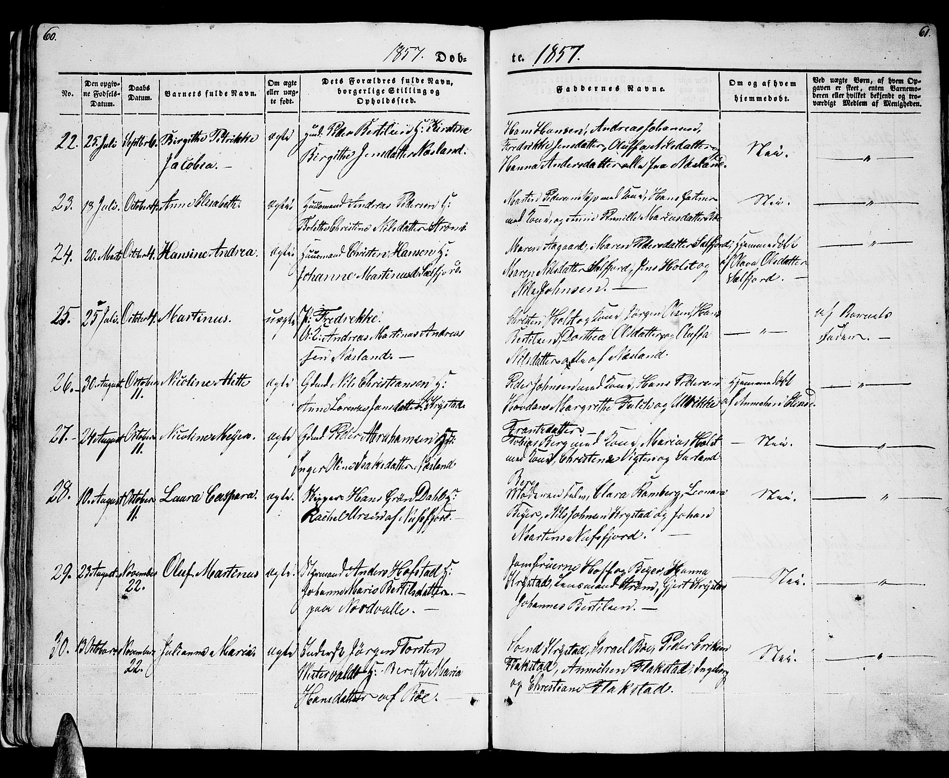 Ministerialprotokoller, klokkerbøker og fødselsregistre - Nordland, AV/SAT-A-1459/885/L1212: Parish register (copy) no. 885C01, 1847-1873, p. 60-61