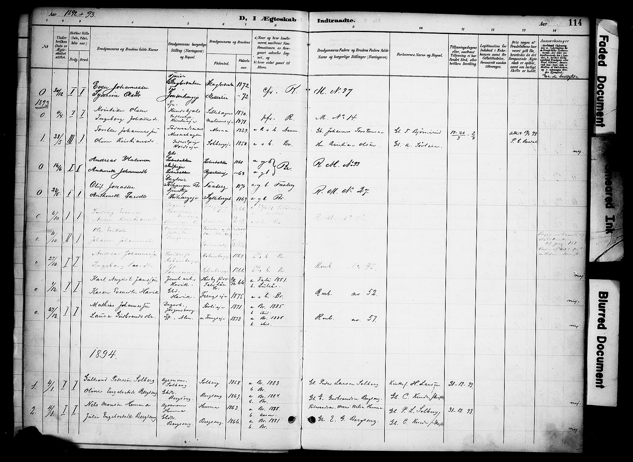 Ringsaker prestekontor, SAH/PREST-014/K/Ka/L0015: Parish register (official) no. 15, 1891-1904, p. 114