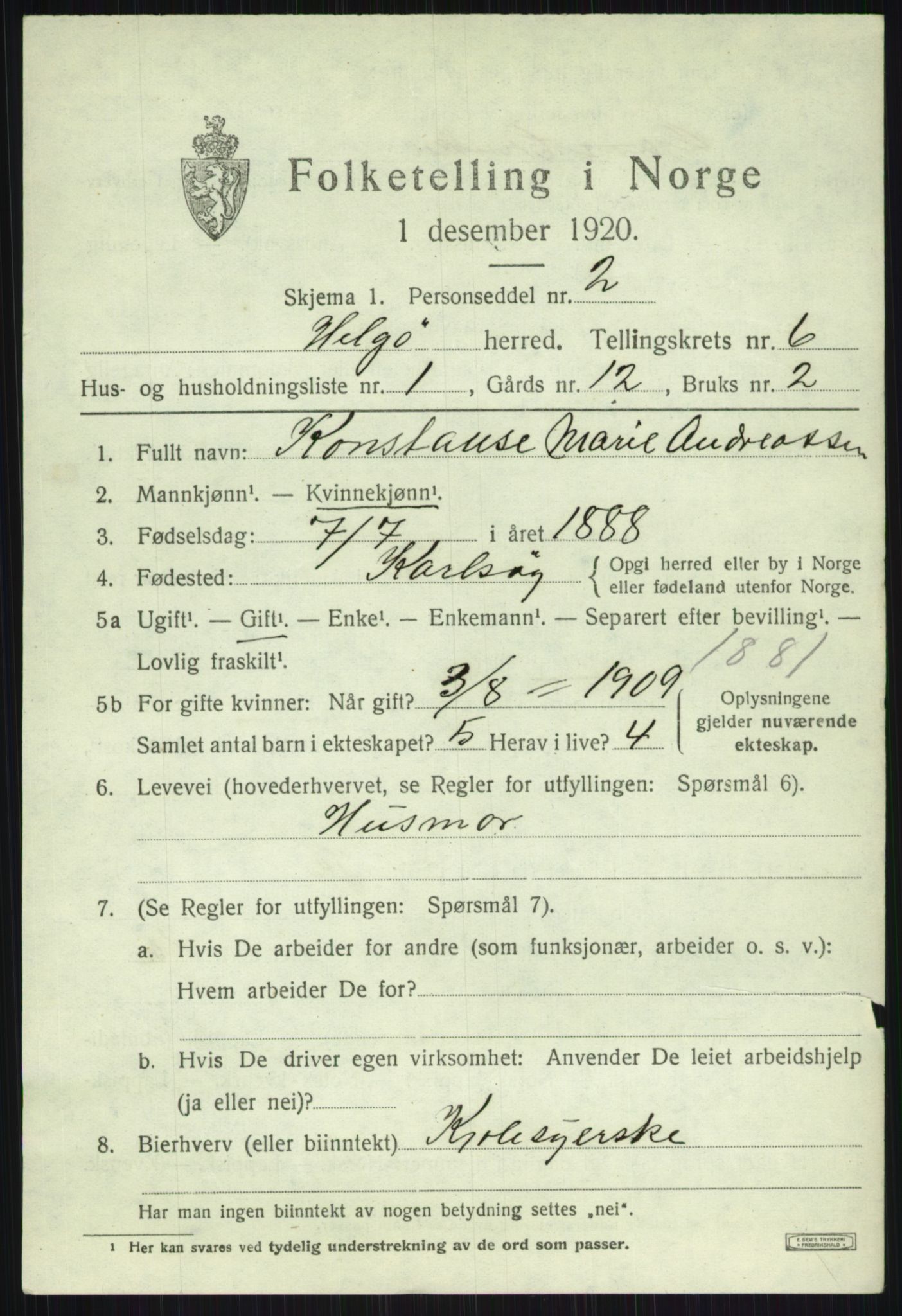 SATØ, 1920 census for Helgøy, 1920, p. 2256