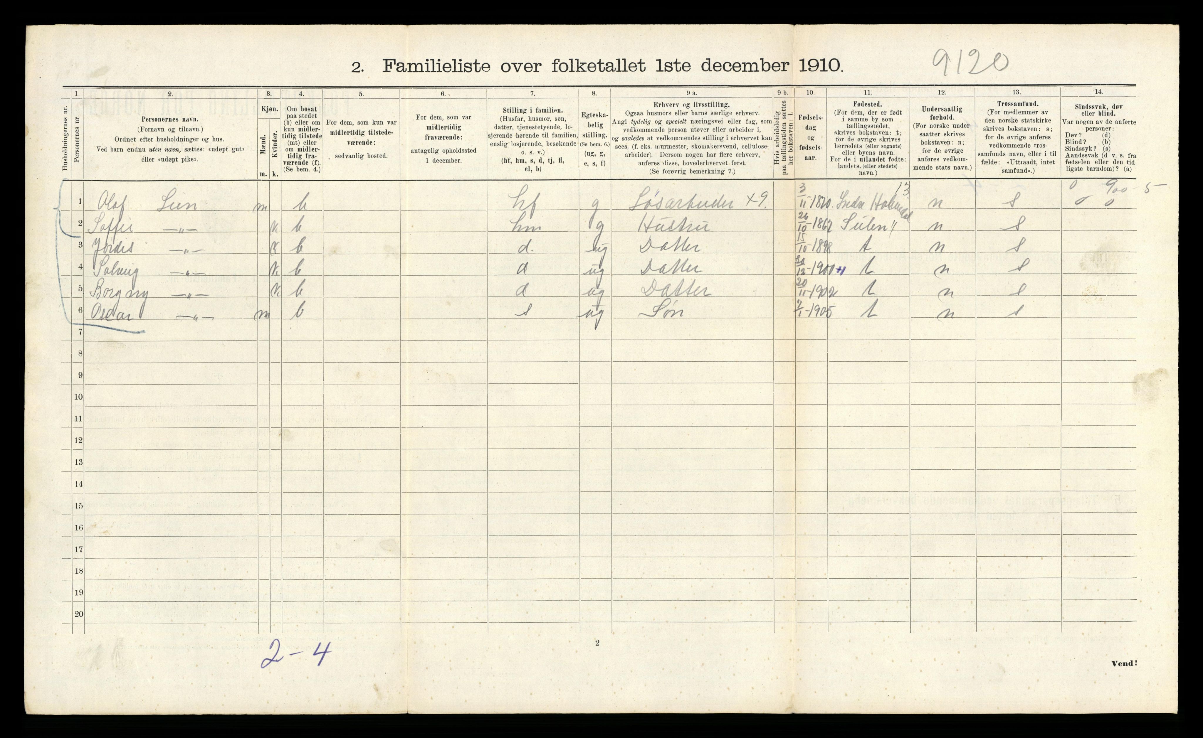 RA, 1910 census for Bergen, 1910, p. 10946