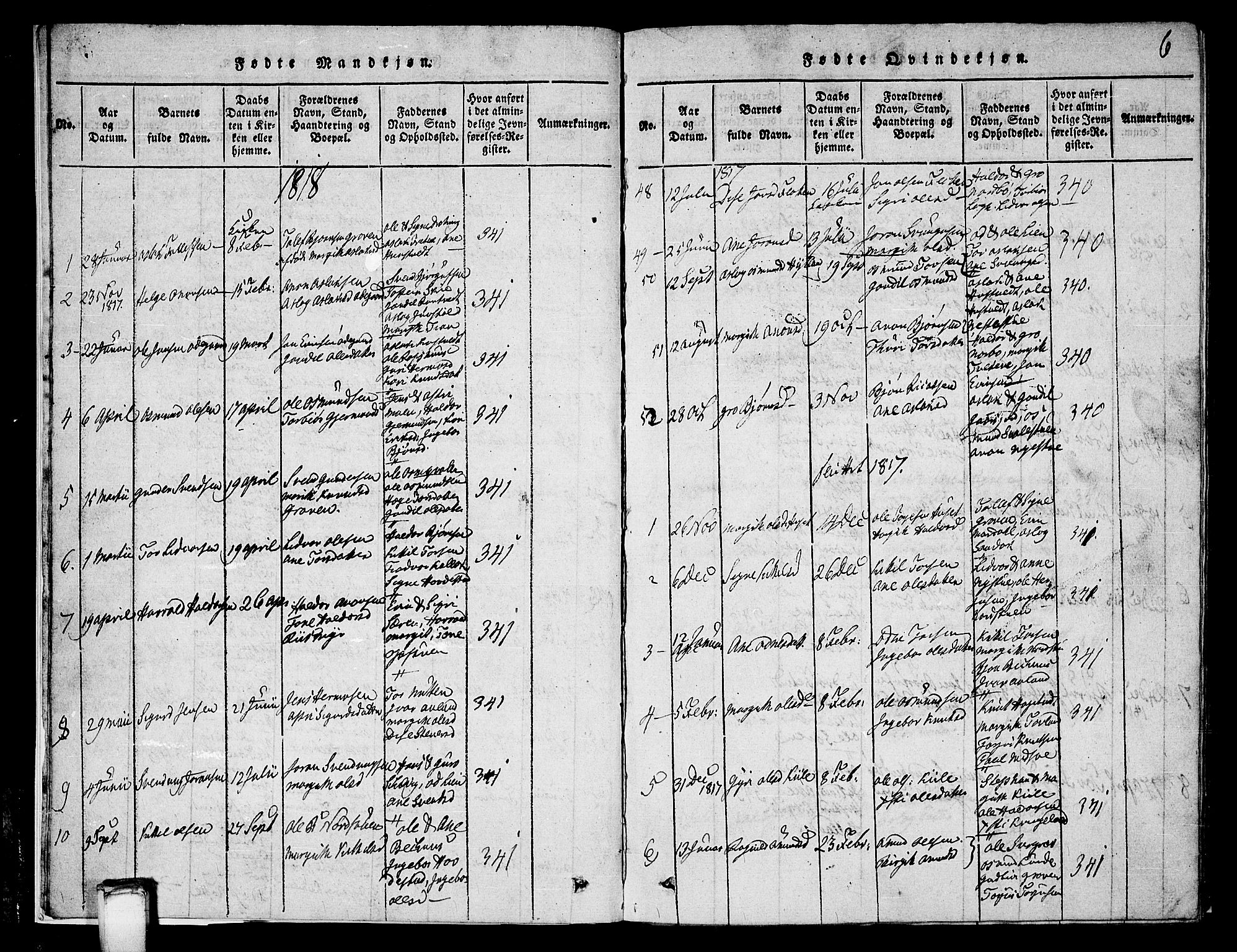 Vinje kirkebøker, SAKO/A-312/G/Ga/L0001: Parish register (copy) no. I 1, 1814-1843, p. 6