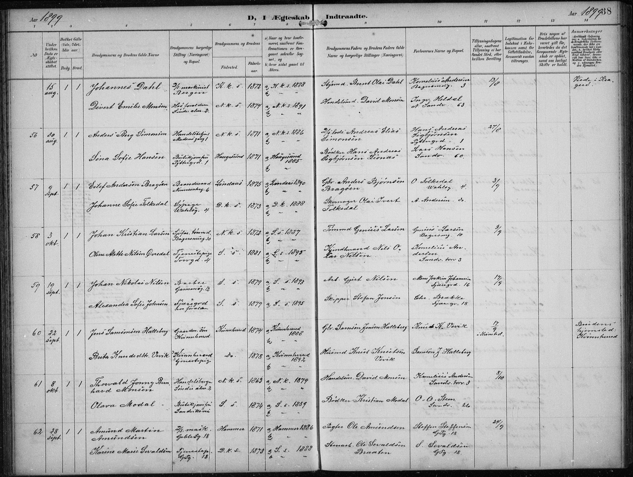 Sandviken Sokneprestembete, AV/SAB-A-77601/H/Ha/L0014: Parish register (official) no. D 1, 1896-1911, p. 38