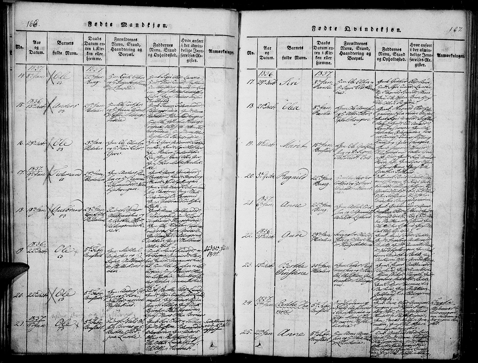 Sør-Aurdal prestekontor, SAH/PREST-128/H/Ha/Haa/L0003: Parish register (official) no. 3, 1825-1840, p. 166-167