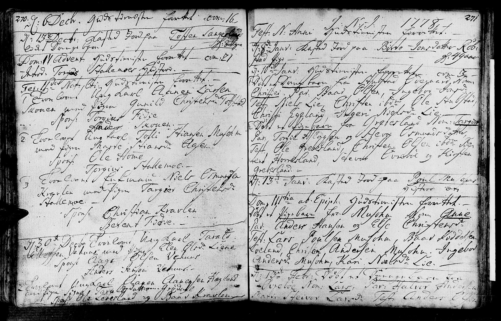 Vennesla sokneprestkontor, AV/SAK-1111-0045/Fa/Fac/L0001: Parish register (official) no. A 1, 1743-1784, p. 270-271