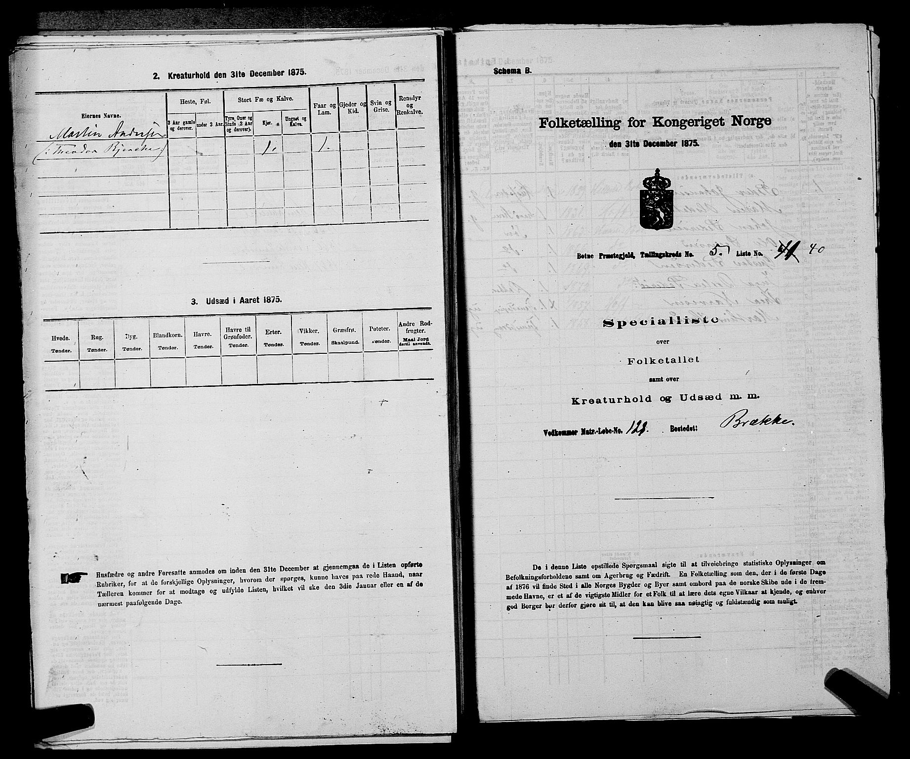 SAKO, 1875 census for 0715P Botne, 1875, p. 467