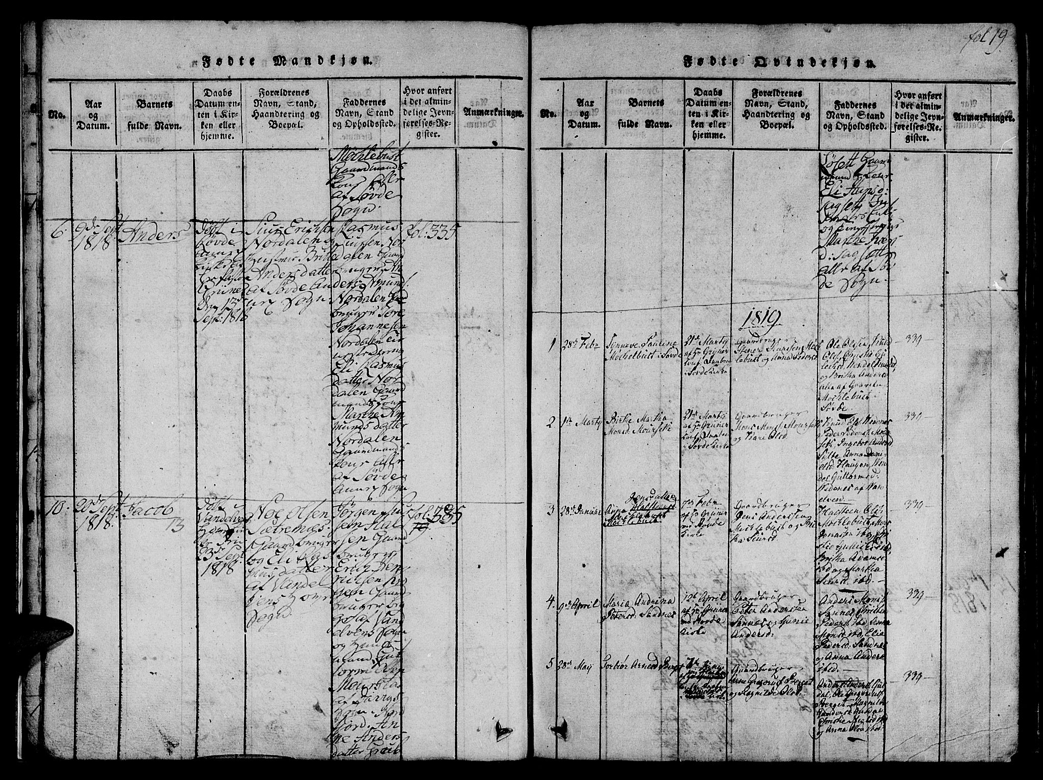 Ministerialprotokoller, klokkerbøker og fødselsregistre - Møre og Romsdal, AV/SAT-A-1454/501/L0004: Parish register (official) no. 501A04, 1816-1831, p. 19