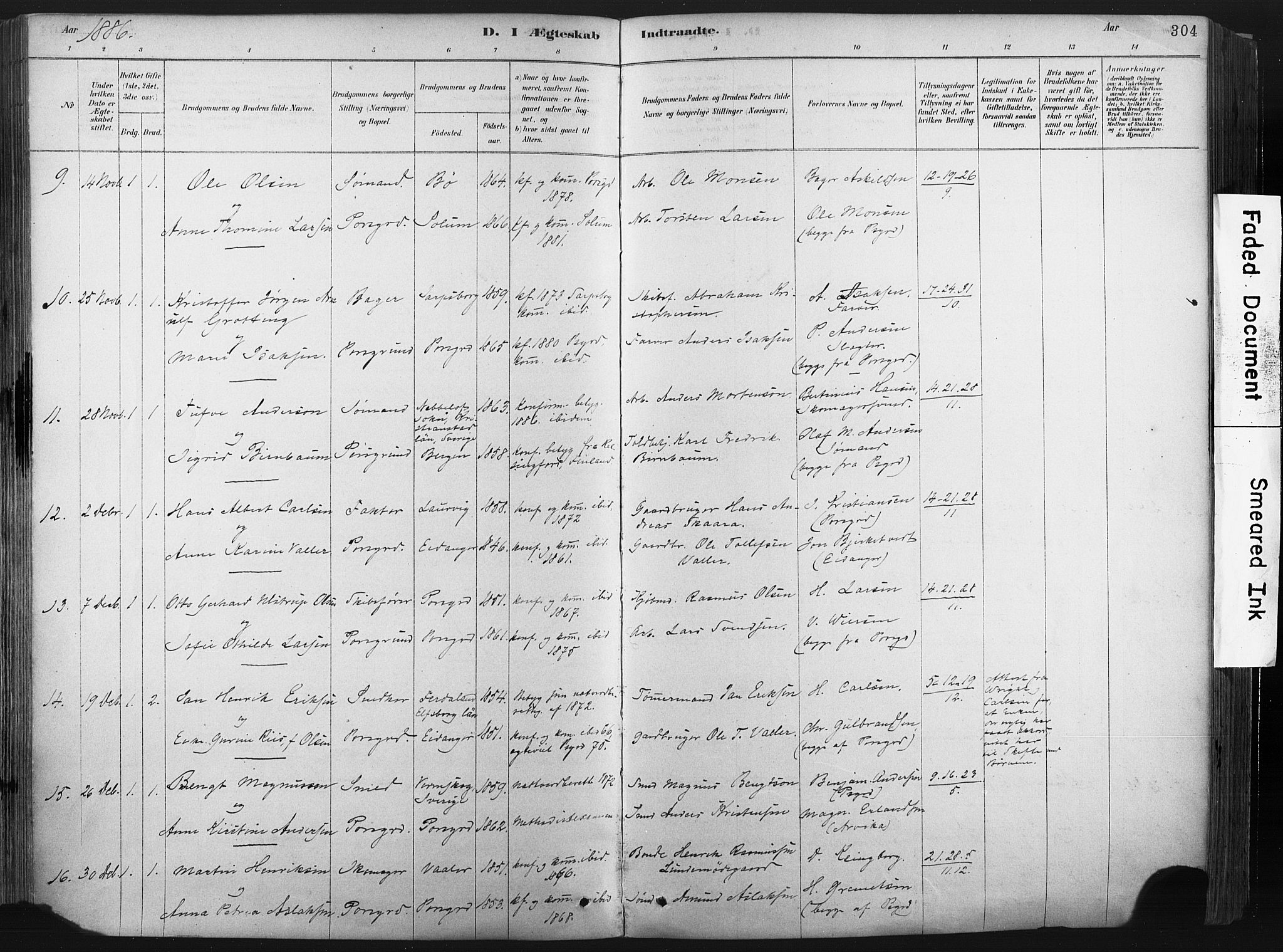 Porsgrunn kirkebøker , SAKO/A-104/F/Fa/L0008: Parish register (official) no. 8, 1878-1895, p. 304