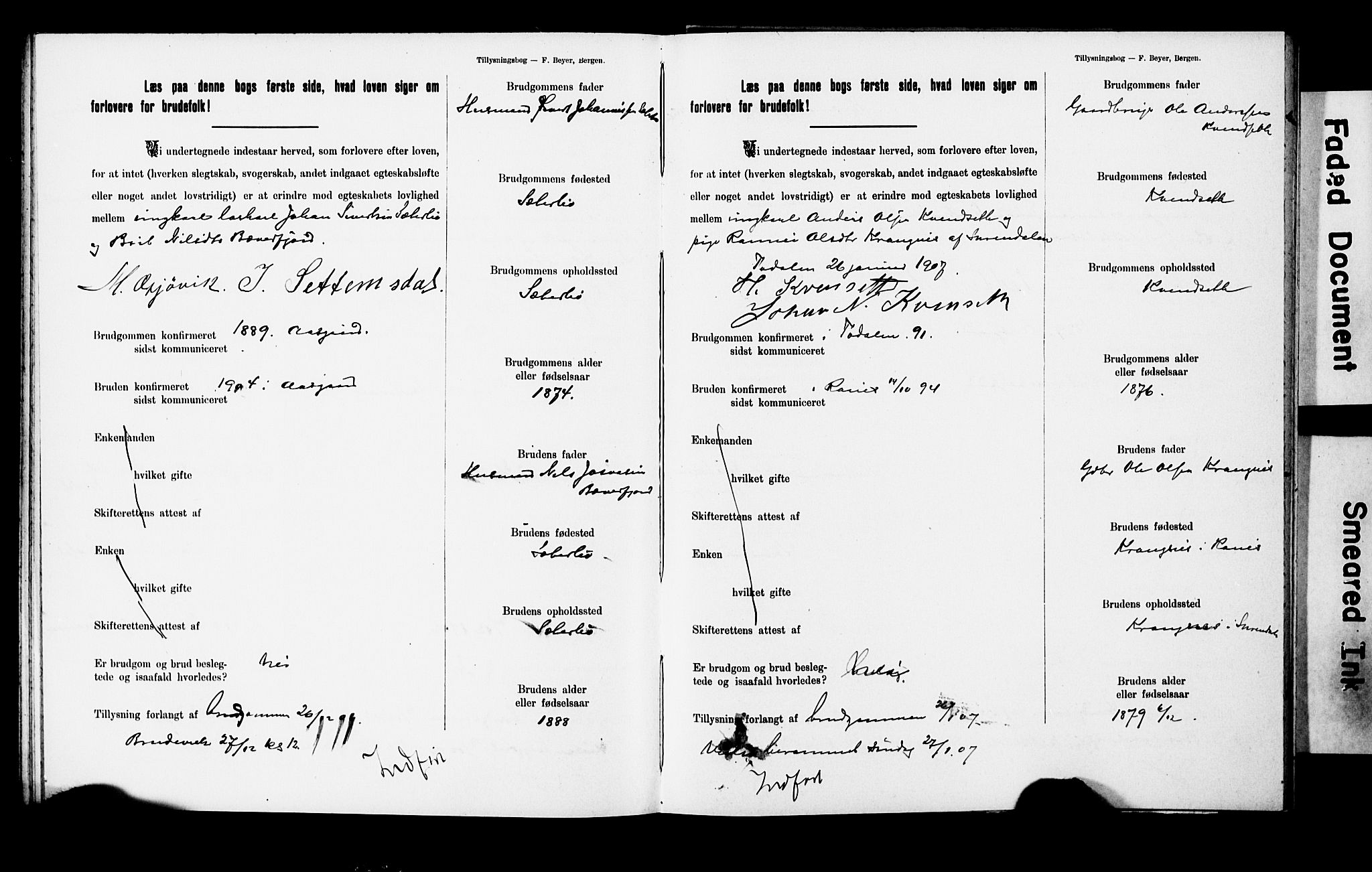 Ministerialprotokoller, klokkerbøker og fødselsregistre - Møre og Romsdal, AV/SAT-A-1454/592/L1028: Banns register no. 592A06, 1903-1909