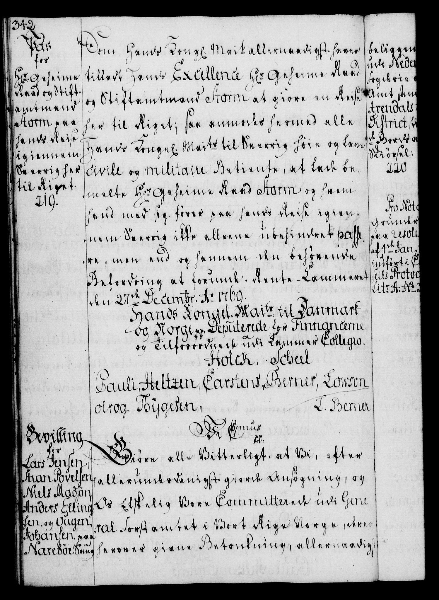 Rentekammeret, Kammerkanselliet, RA/EA-3111/G/Gg/Gga/L0008: Norsk ekspedisjonsprotokoll med register (merket RK 53.8), 1768-1771, p. 342