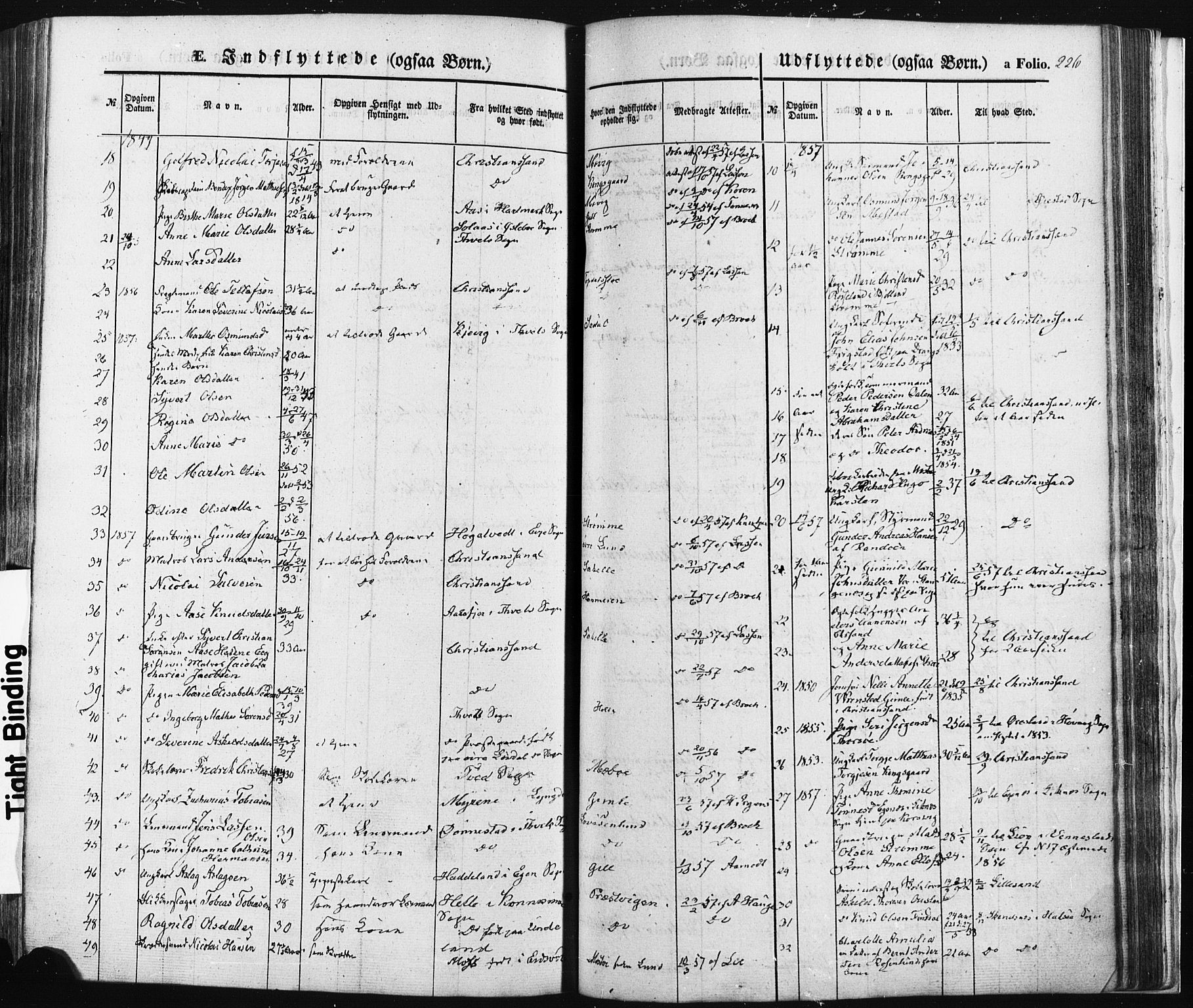 Oddernes sokneprestkontor, AV/SAK-1111-0033/F/Fa/Faa/L0007: Parish register (official) no. A 7, 1851-1863, p. 226