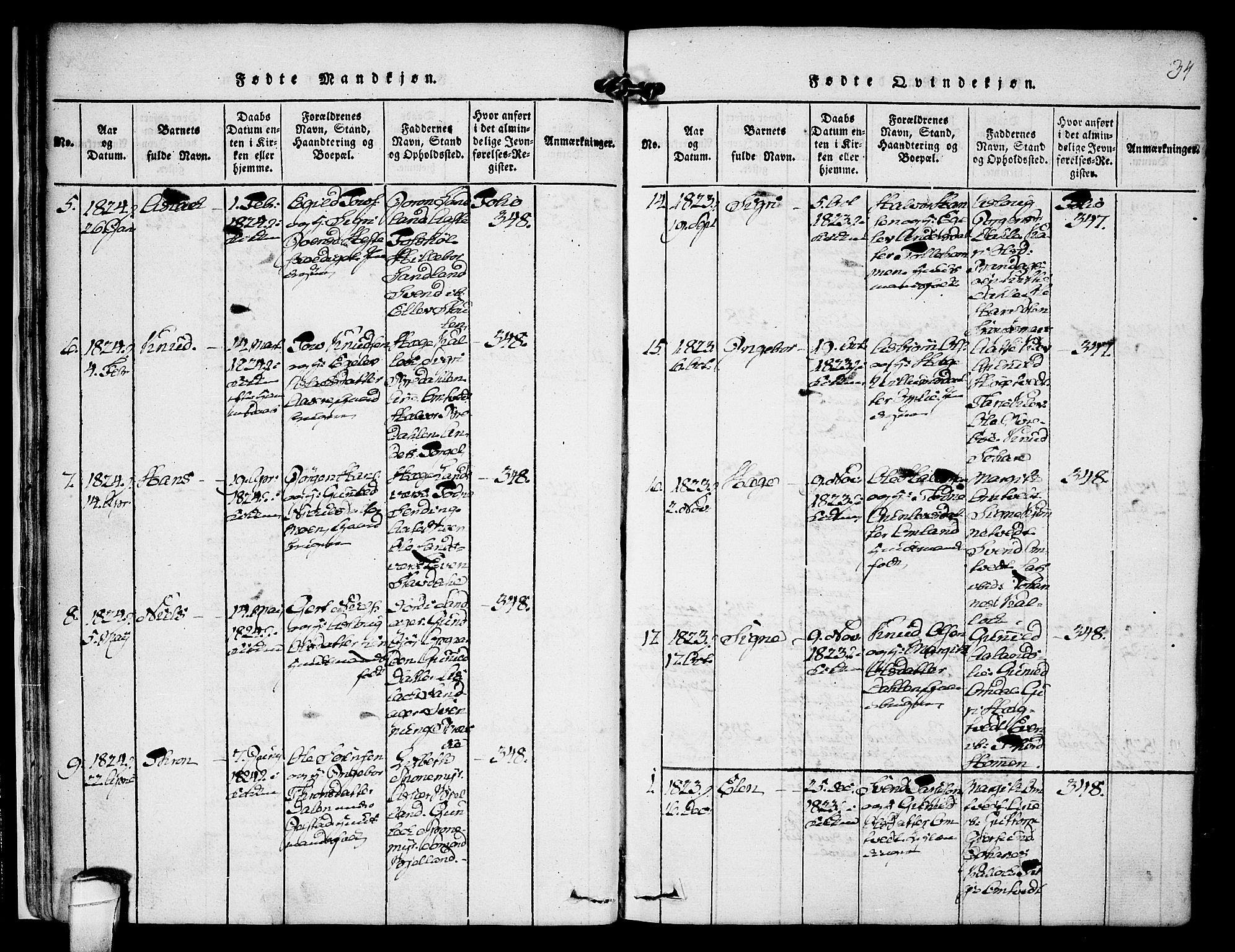 Kviteseid kirkebøker, SAKO/A-276/F/Fb/L0001: Parish register (official) no. II 1, 1815-1836, p. 34