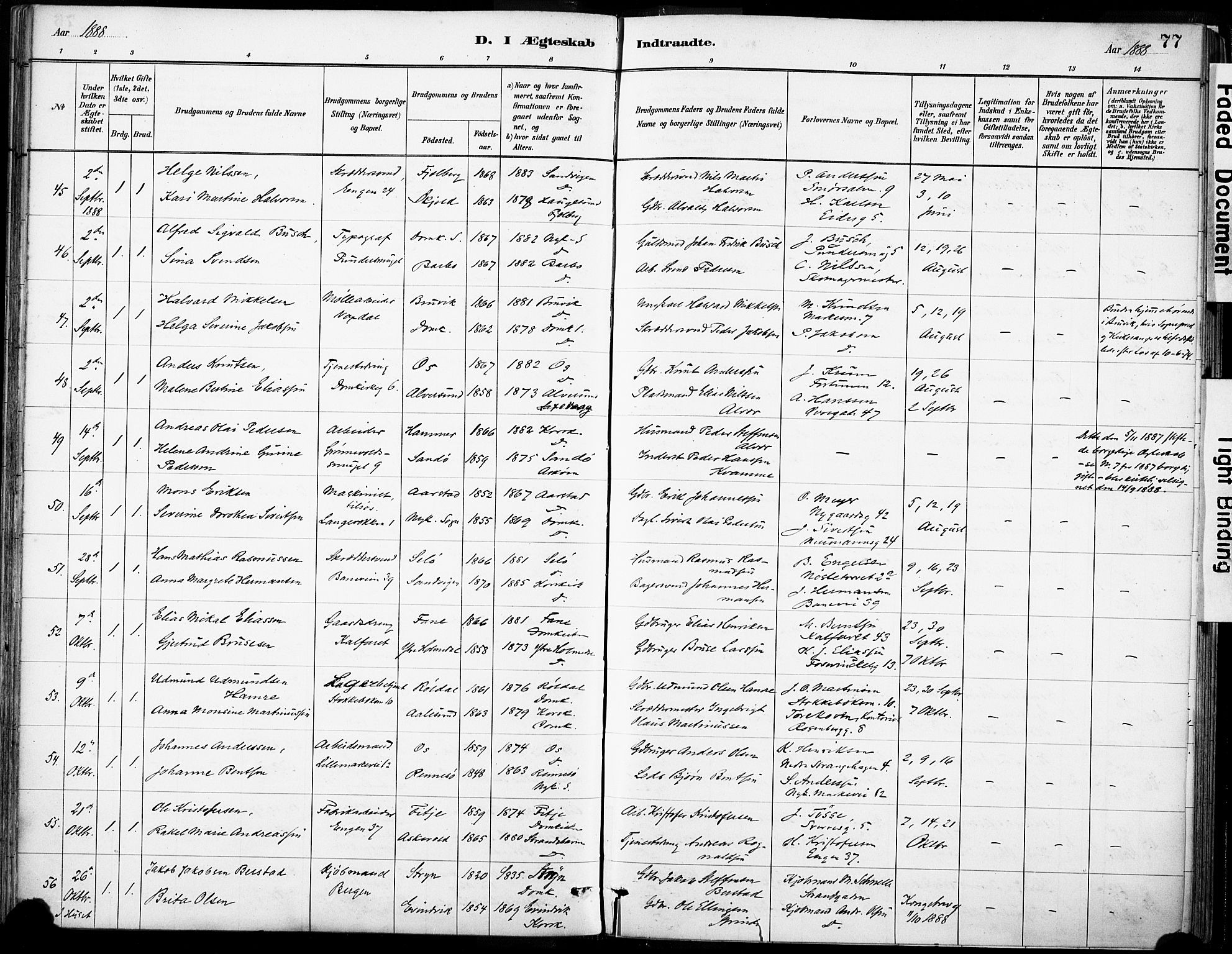 Domkirken sokneprestembete, SAB/A-74801/H/Haa/L0037: Parish register (official) no. D 4, 1880-1907, p. 77