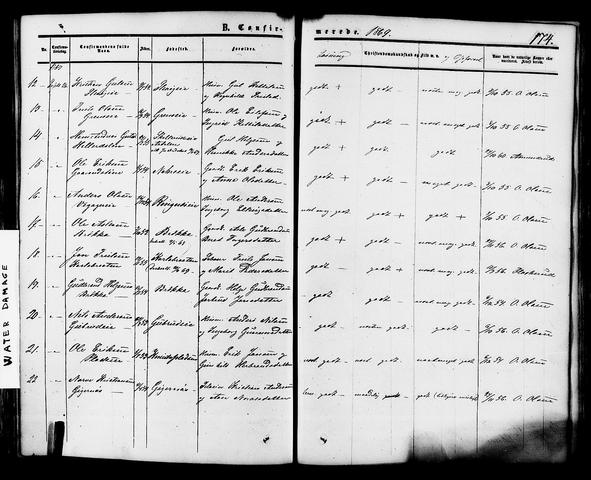 Krødsherad kirkebøker, AV/SAKO-A-19/F/Fa/L0003: Parish register (official) no. 3, 1851-1872, p. 174