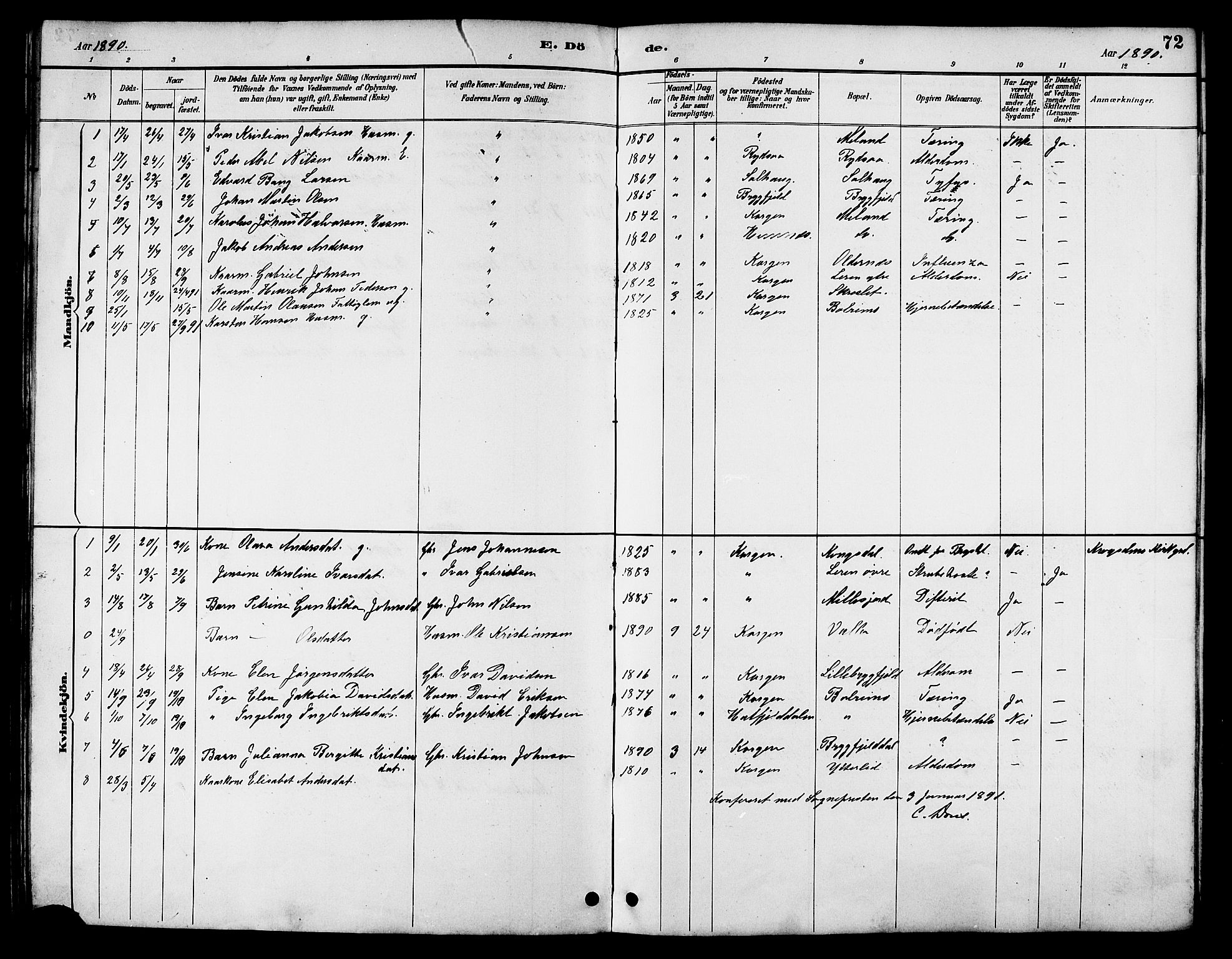 Ministerialprotokoller, klokkerbøker og fødselsregistre - Nordland, AV/SAT-A-1459/826/L0383: Parish register (copy) no. 826C03, 1887-1896, p. 72