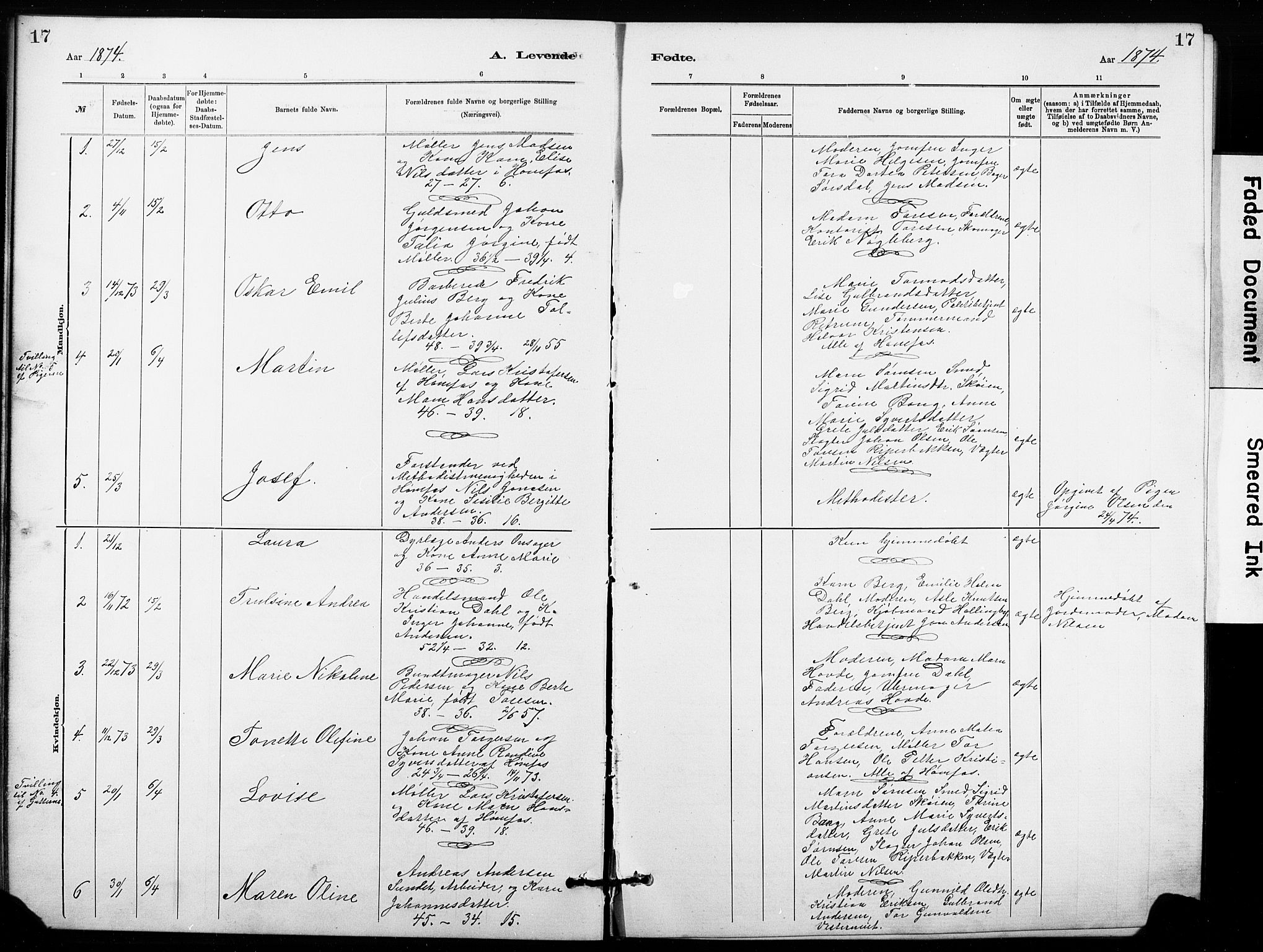 Hønefoss kirkebøker, SAKO/A-609/G/Ga/L0001: Parish register (copy) no. 1, 1870-1887, p. 17