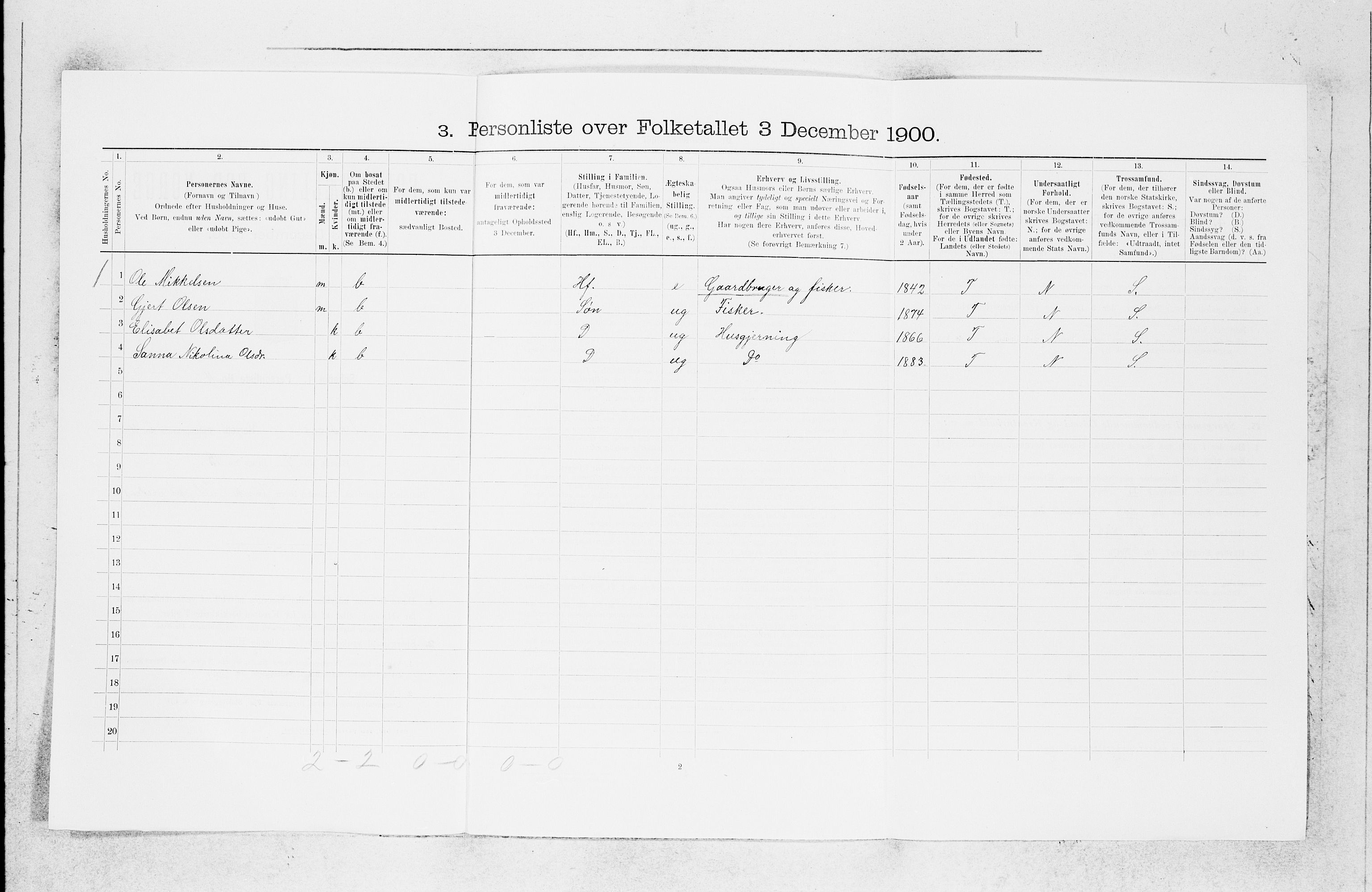 SAB, 1900 census for Askøy, 1900, p. 1312