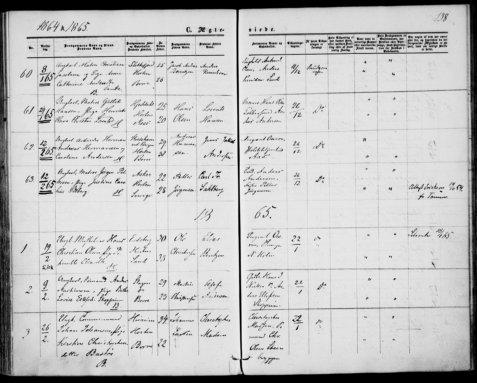 Borre kirkebøker, AV/SAKO-A-338/F/Fa/L0007: Parish register (official) no. I 7, 1862-1867, p. 138