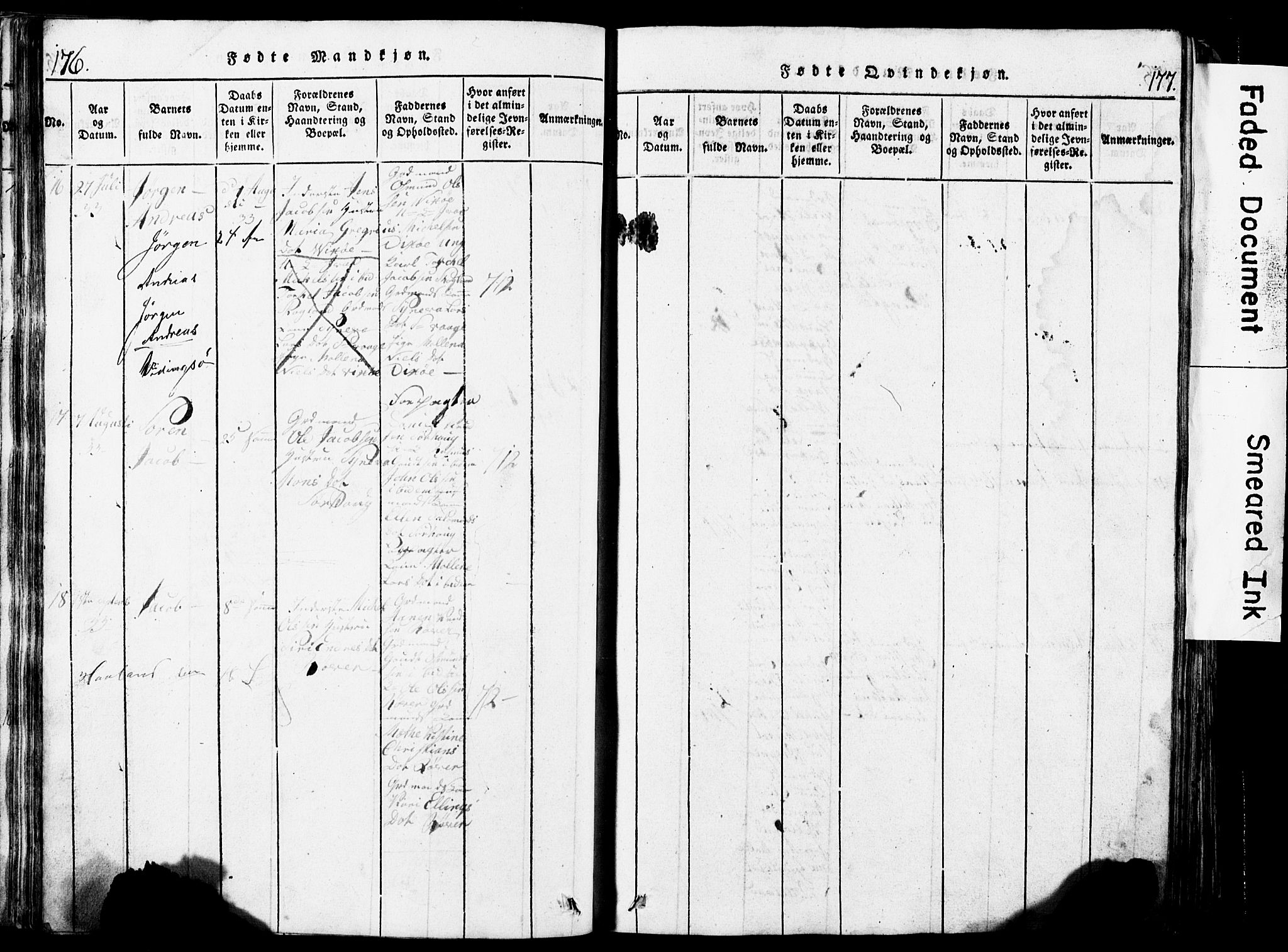 Torvastad sokneprestkontor, AV/SAST-A -101857/H/Ha/Hab/L0002: Parish register (copy) no. B 2, 1817-1834, p. 176-177