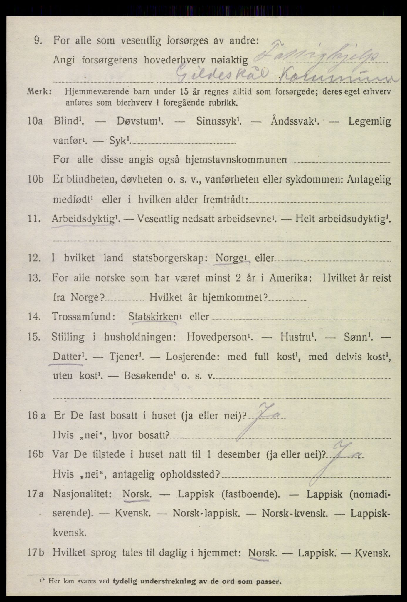 SAT, 1920 census for Gildeskål, 1920, p. 10167