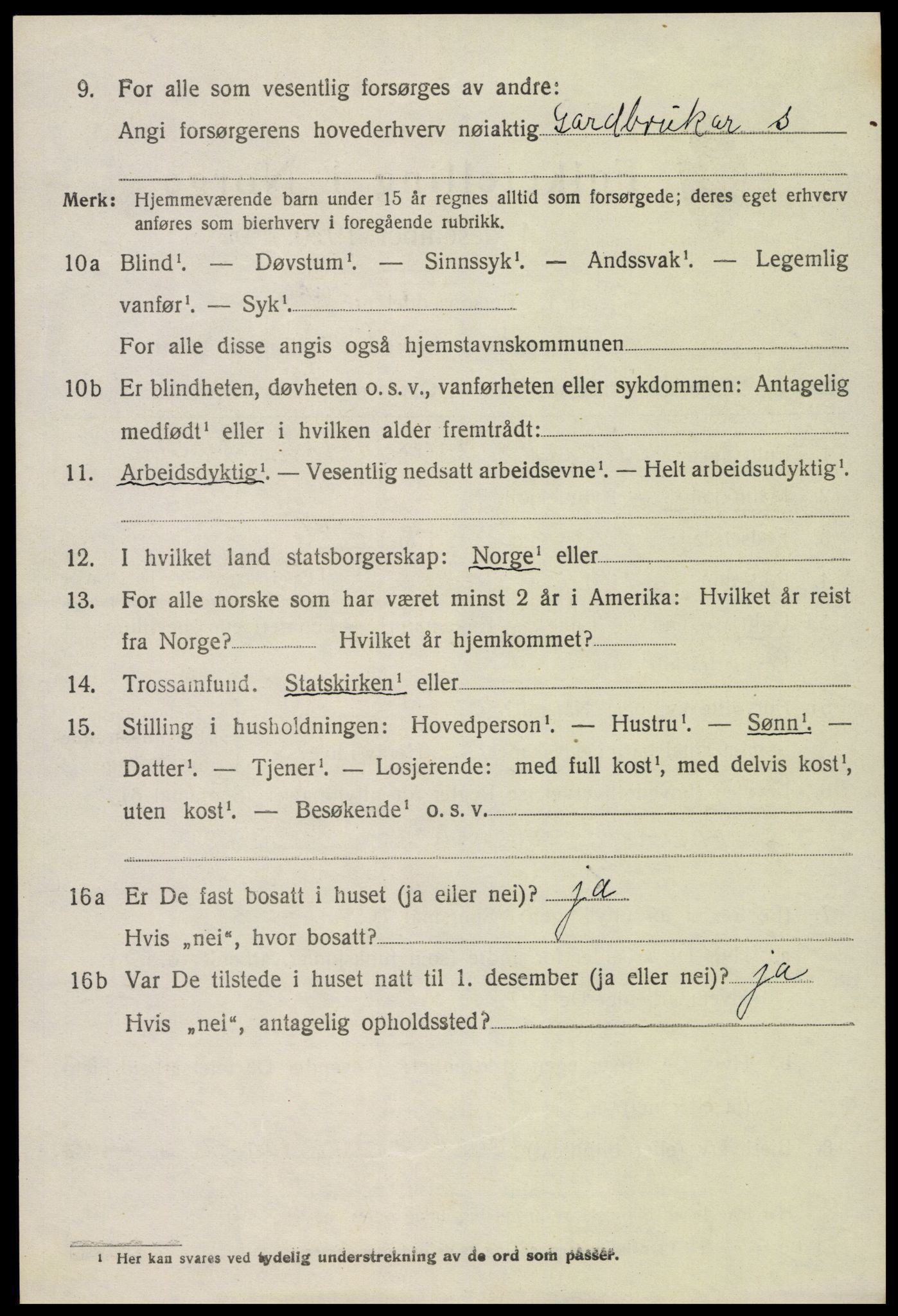 SAK, 1920 census for Bygland, 1920, p. 1678