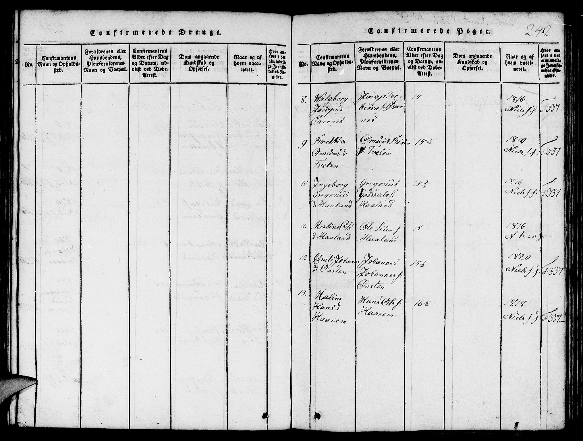 Etne sokneprestembete, AV/SAB-A-75001/H/Hab: Parish register (copy) no. C 1, 1816-1841, p. 242