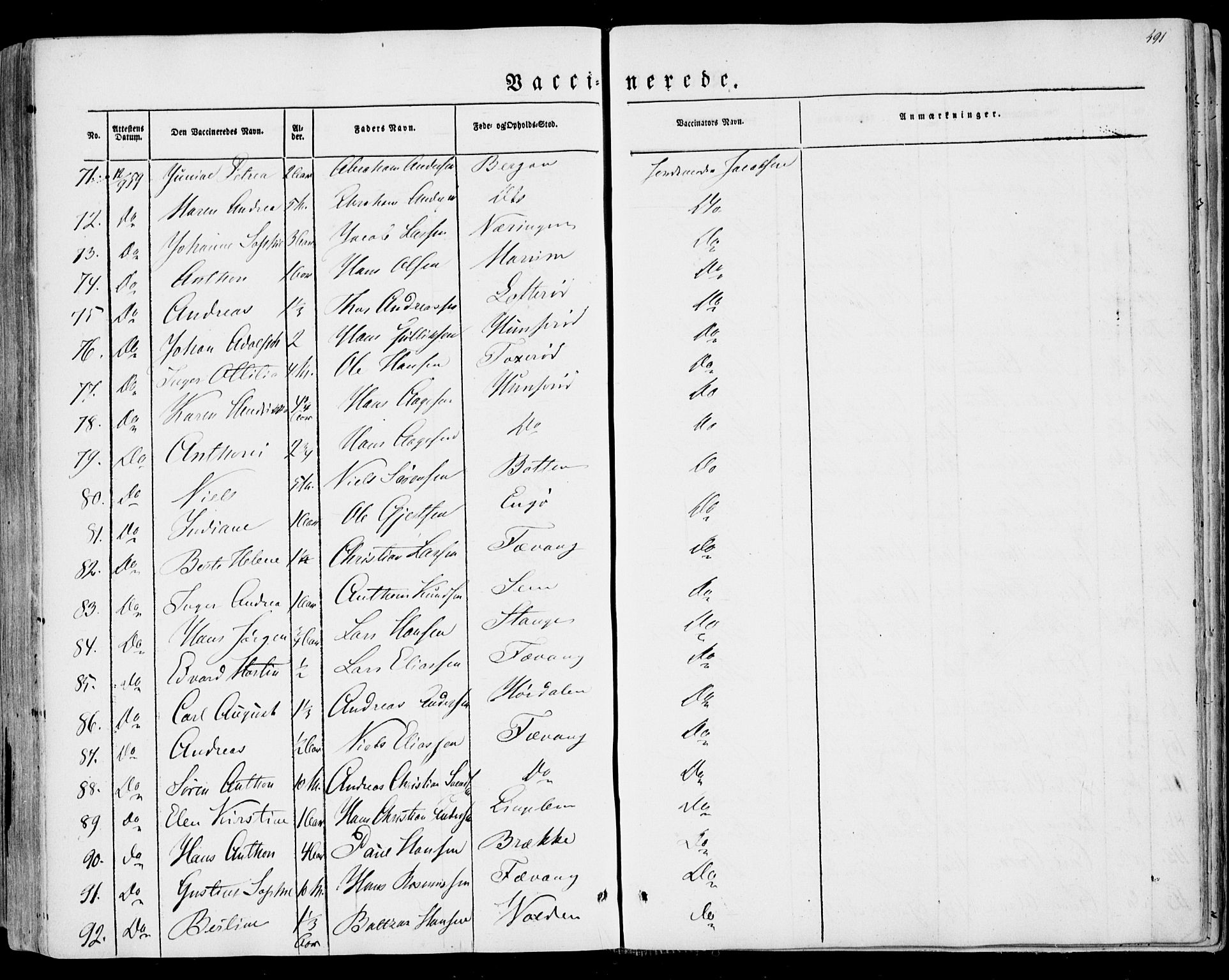 Sandar kirkebøker, AV/SAKO-A-243/F/Fa/L0007: Parish register (official) no. 7, 1855-1861, p. 491