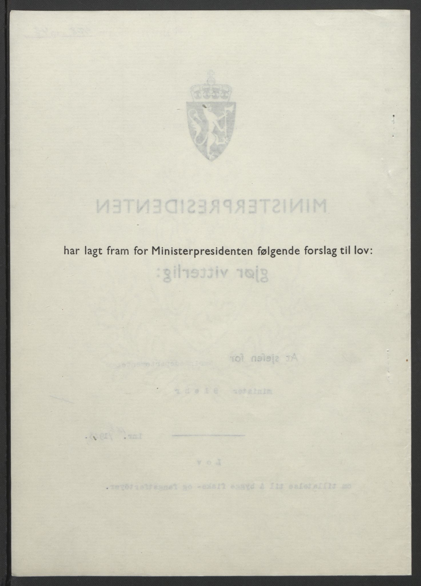 NS-administrasjonen 1940-1945 (Statsrådsekretariatet, de kommisariske statsråder mm), RA/S-4279/D/Db/L0099: Lover, 1943, p. 771