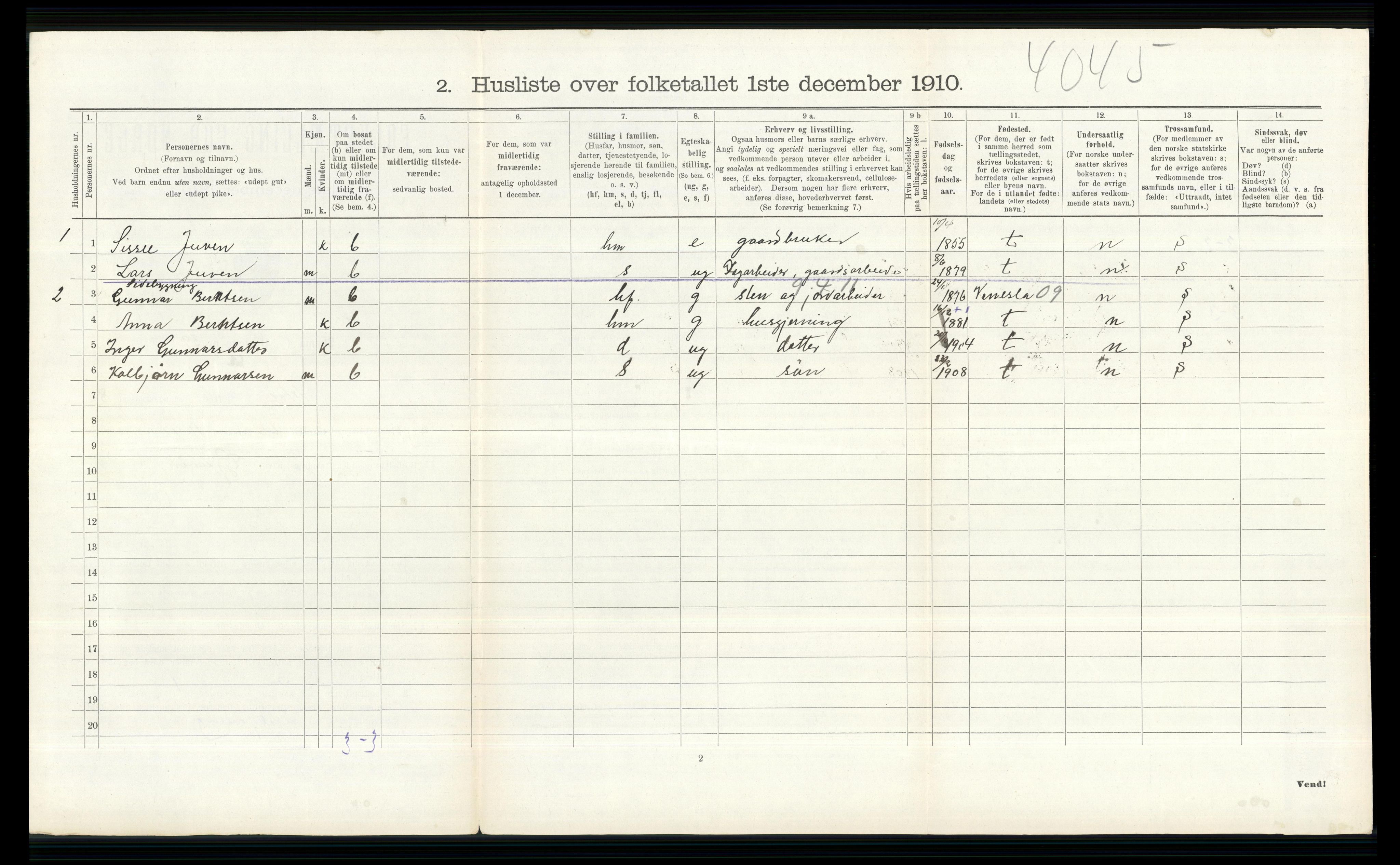 RA, 1910 census for Hol, 1910, p. 684