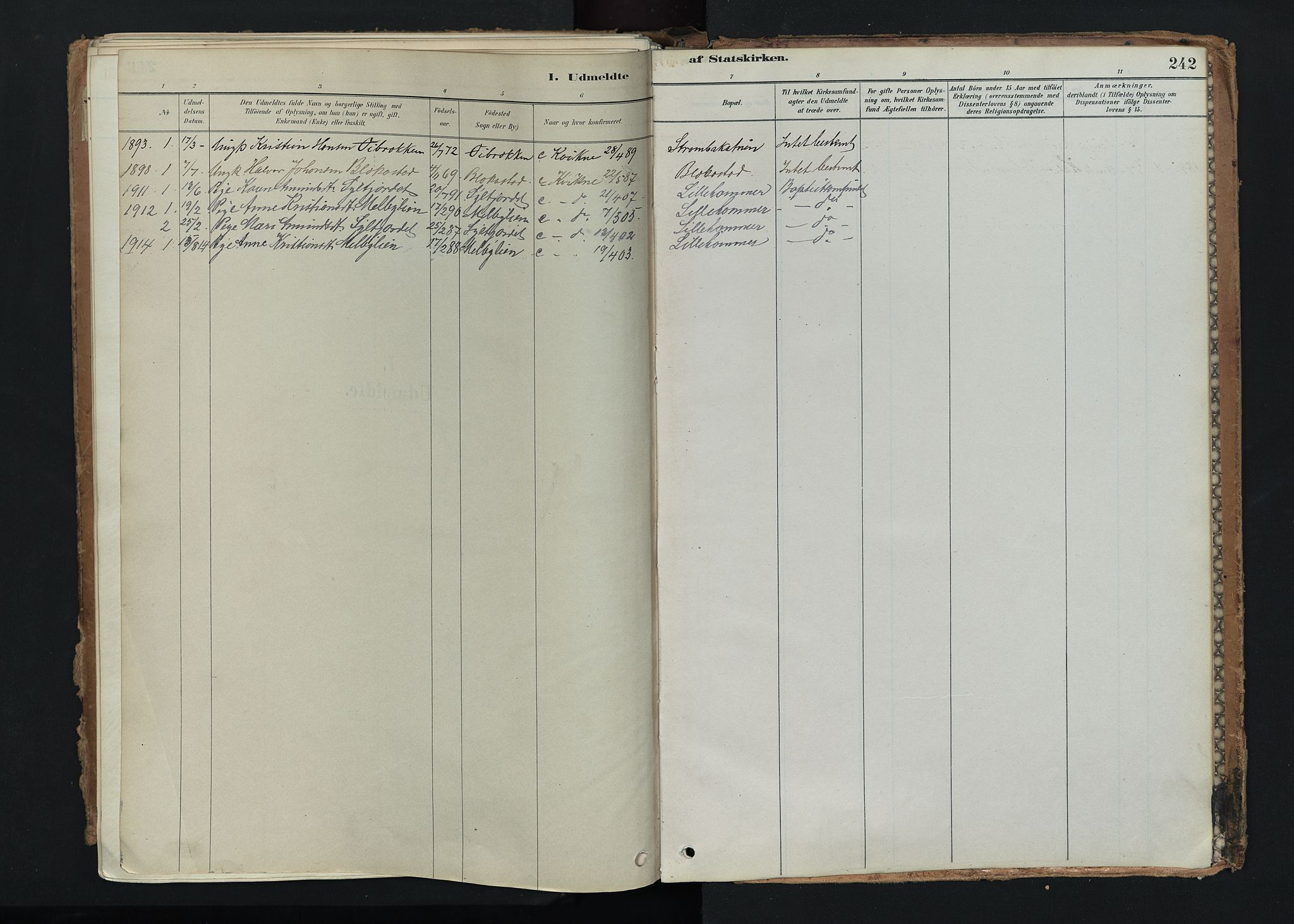Nord-Fron prestekontor, SAH/PREST-080/H/Ha/Haa/L0005: Parish register (official) no. 5, 1884-1914, p. 242