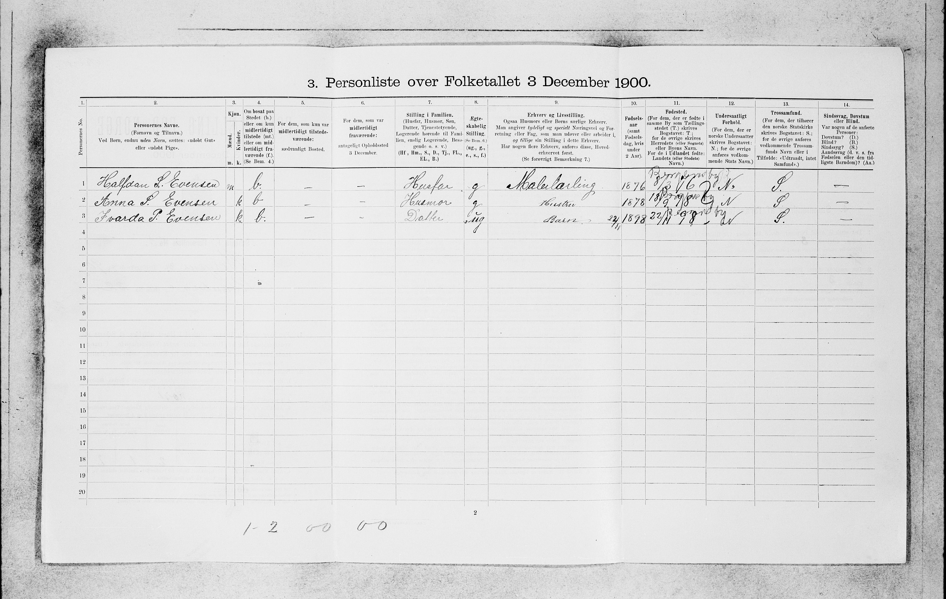 SAB, 1900 census for Bergen, 1900, p. 19827