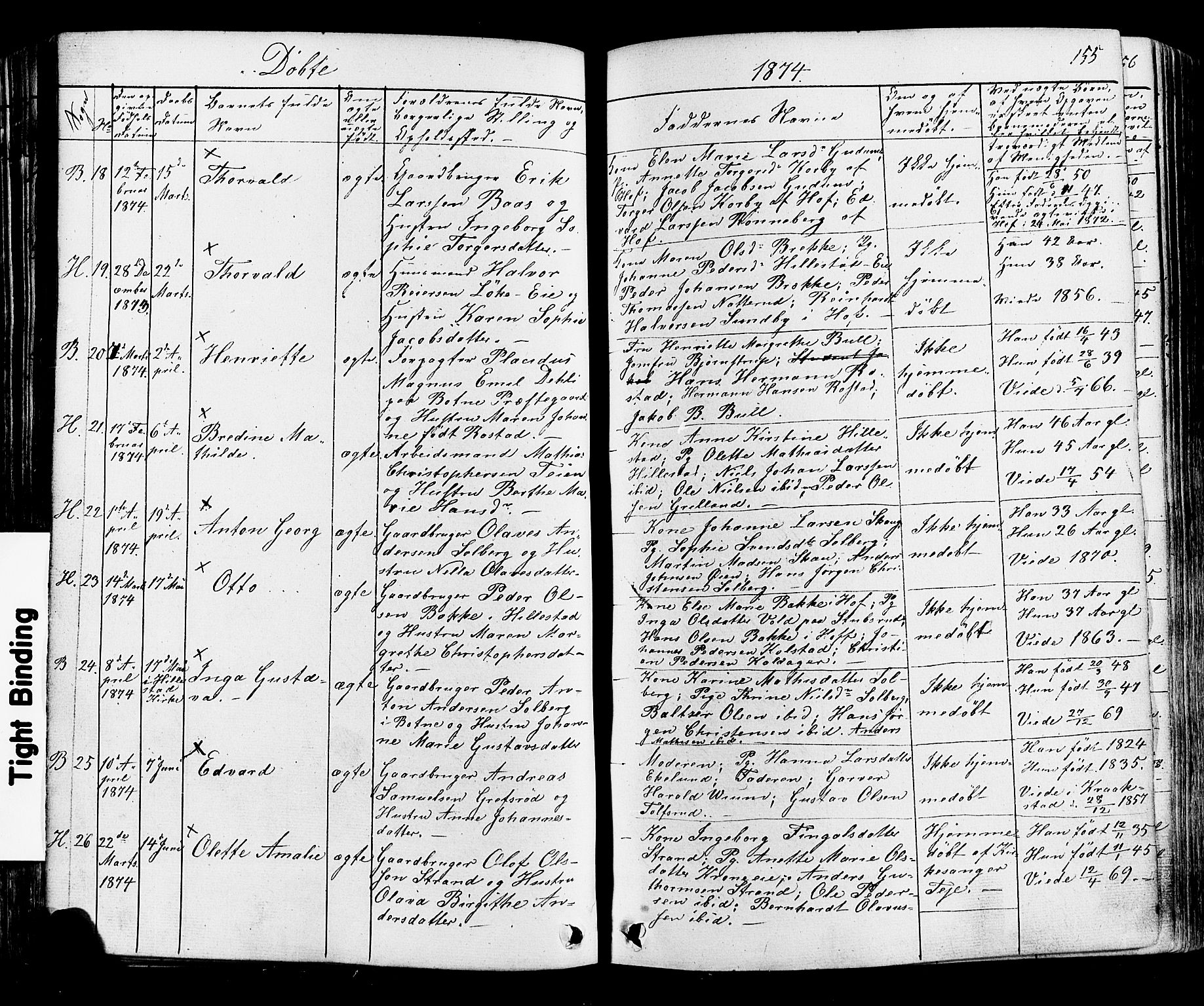 Botne kirkebøker, SAKO/A-340/F/Fa/L0006: Parish register (official) no. I 6, 1836-1877, p. 155