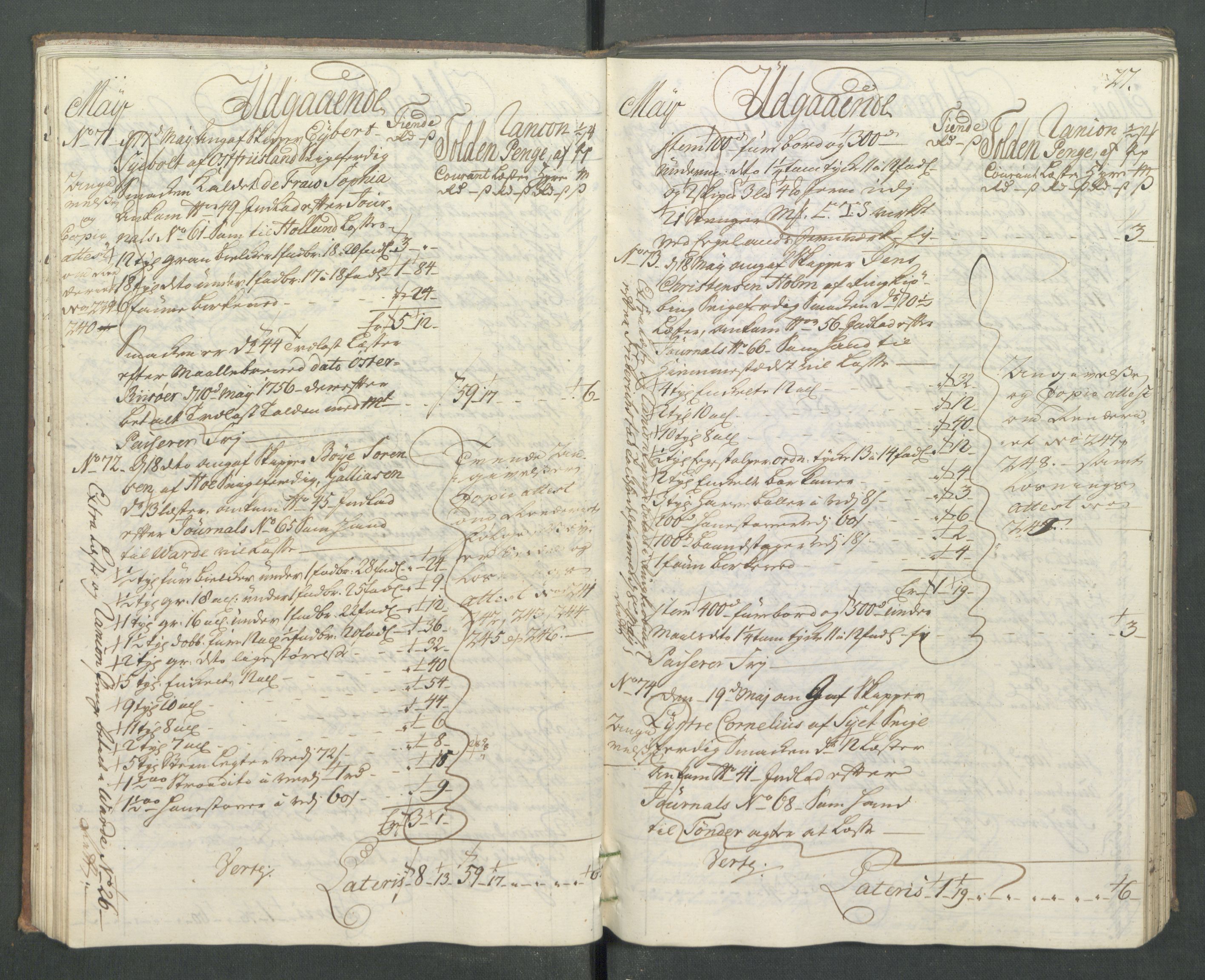Generaltollkammeret, tollregnskaper, AV/RA-EA-5490/R14/L0025/0001: Tollregnskaper Øster-Risør / Utgående hovedtollbok, 1756, p. 26b-27a