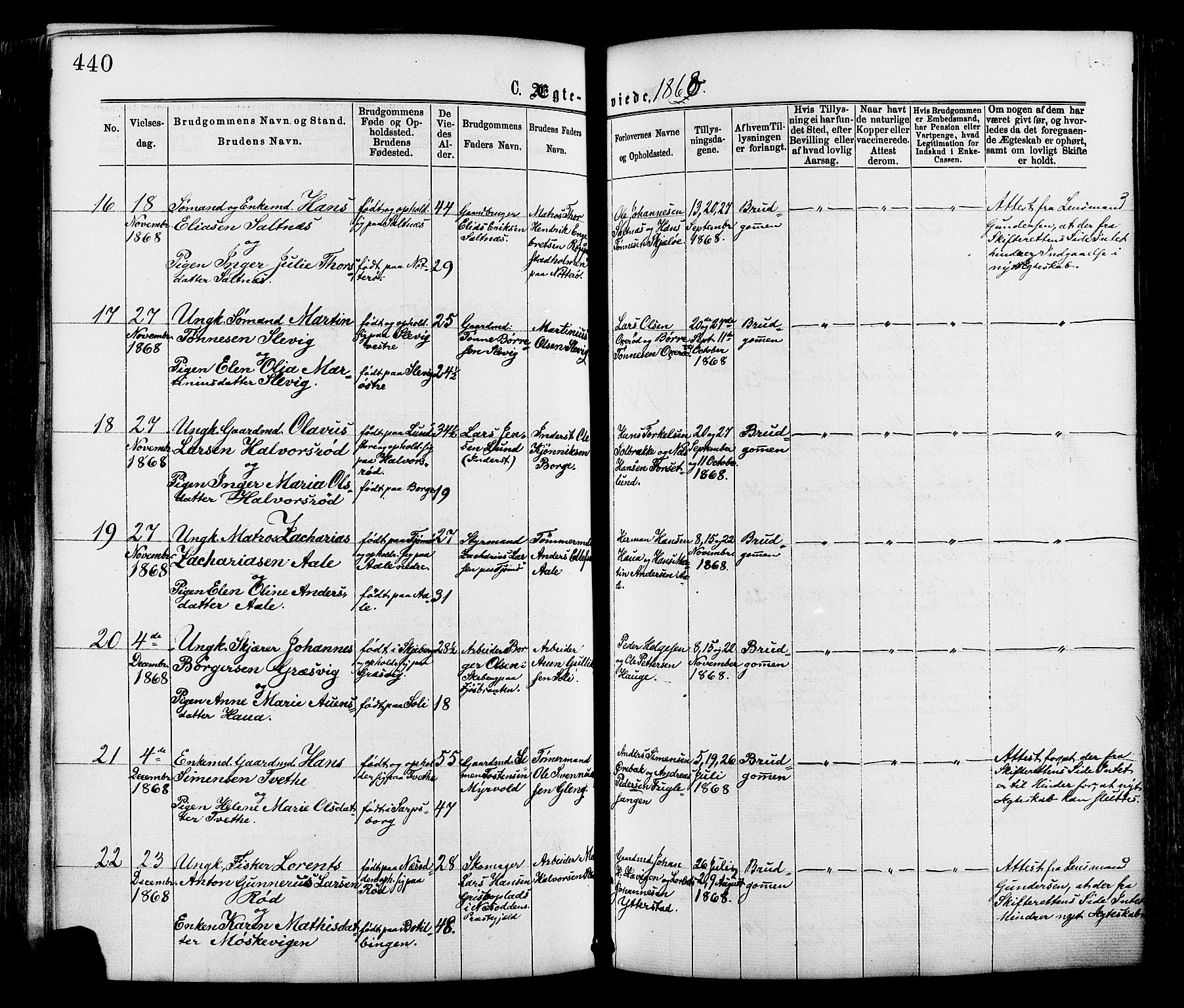 Onsøy prestekontor Kirkebøker, SAO/A-10914/F/Fa/L0004: Parish register (official) no. I 4, 1861-1877, p. 440