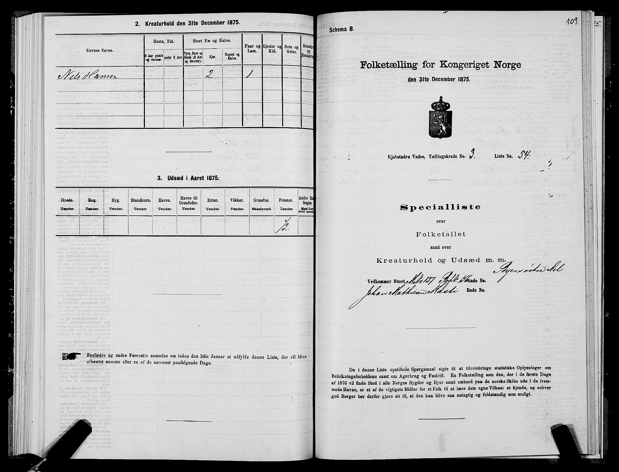 SATØ, 1875 census for 2003B Vadsø/Vadsø, 1875, p. 2109