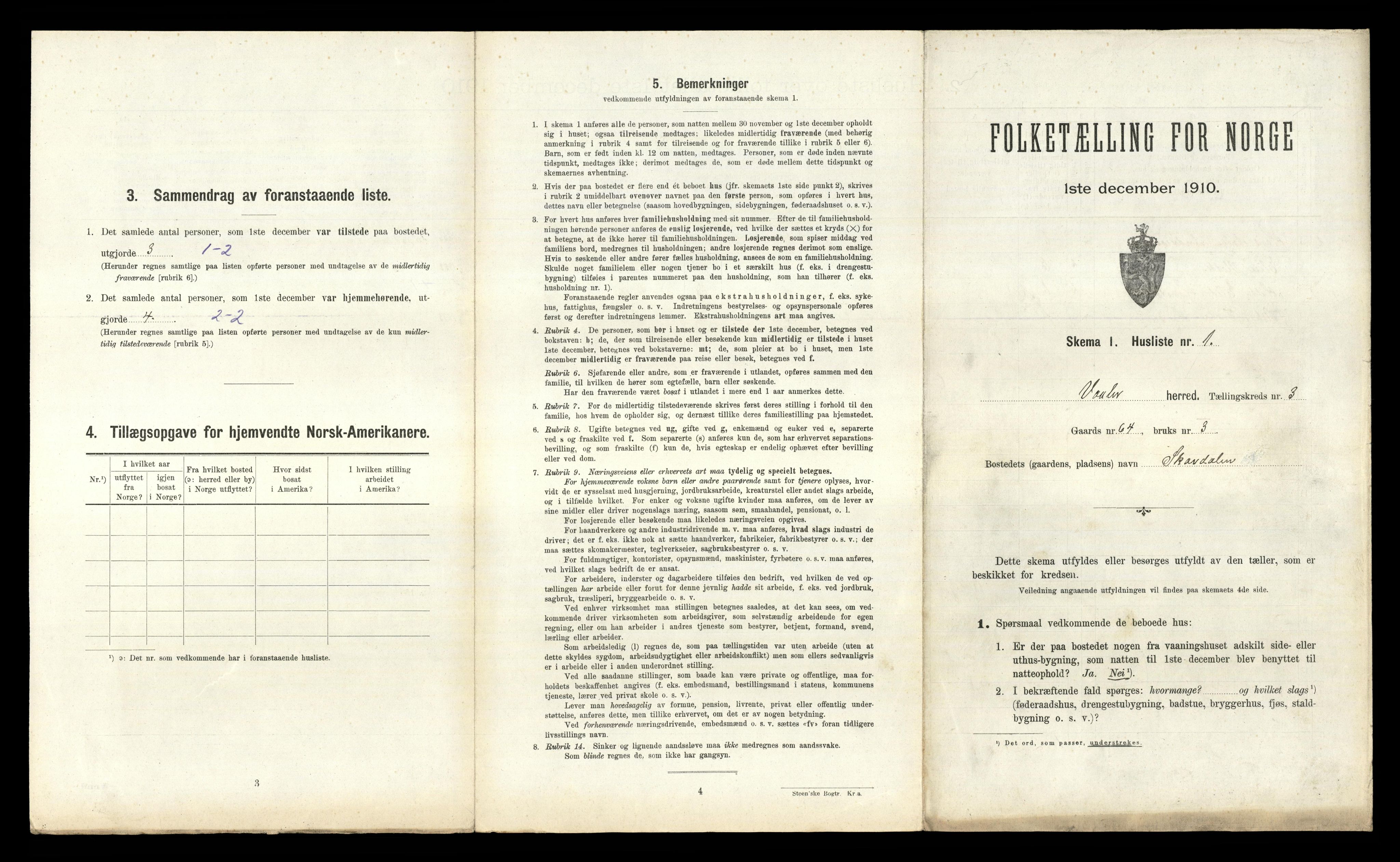 RA, 1910 census for Våler, 1910, p. 316