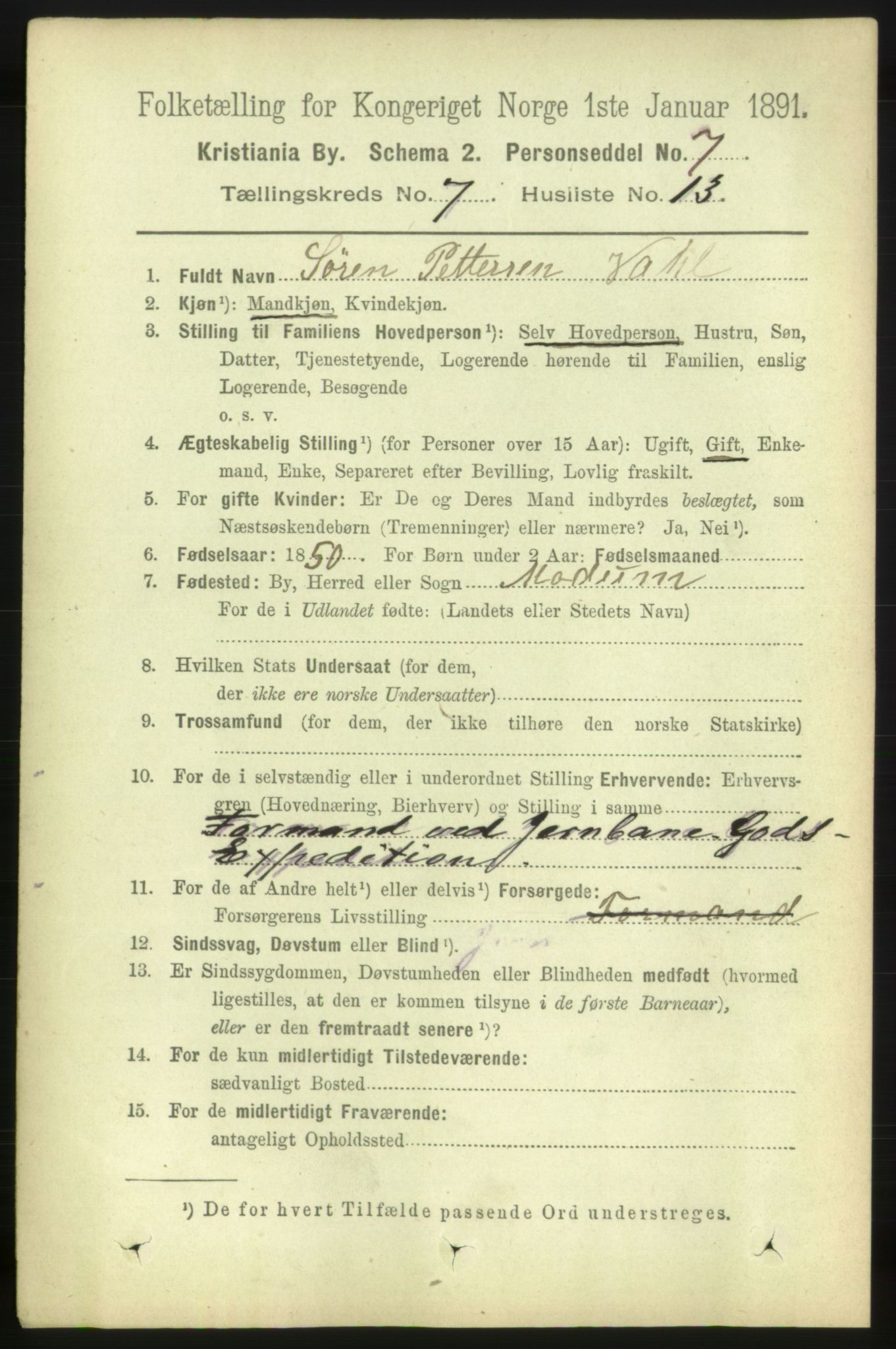 RA, 1891 census for 0301 Kristiania, 1891, p. 2920