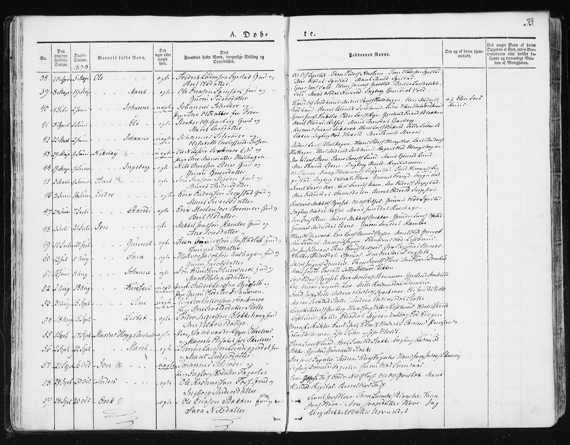 Ministerialprotokoller, klokkerbøker og fødselsregistre - Sør-Trøndelag, SAT/A-1456/672/L0855: Parish register (official) no. 672A07, 1829-1860, p. 33